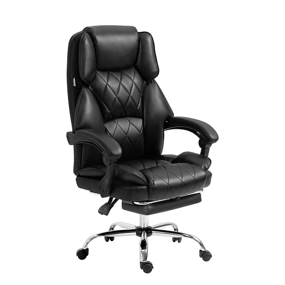 1 Artiss Executive Office Chair Leather Footrest - Black, 1 of 5