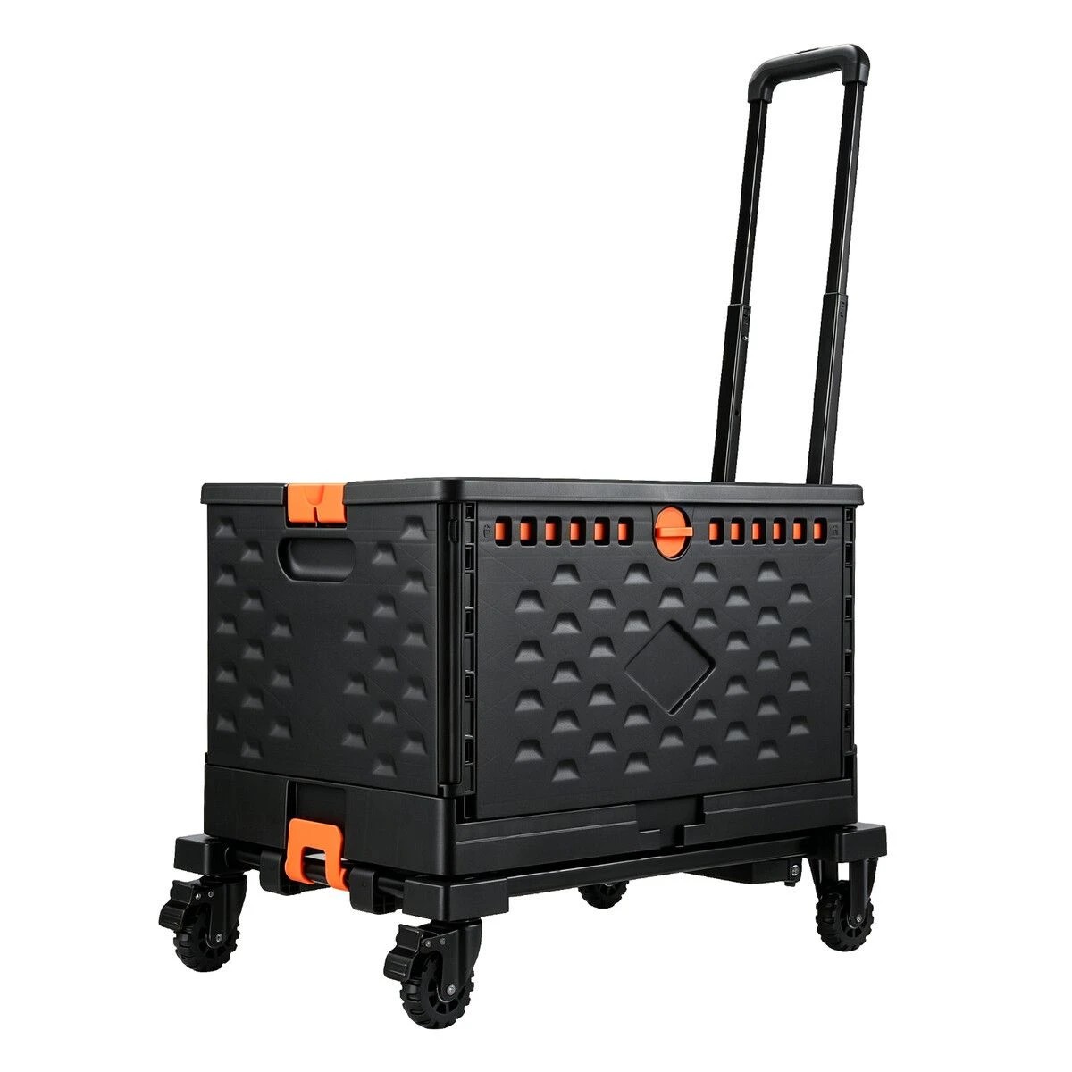 1 Ausway 3-in-1 Foldable Shopping Cart Trolley Rolling Utility Grocery Crate Box Hand Truck, 100kg Capacity, 1 of 6