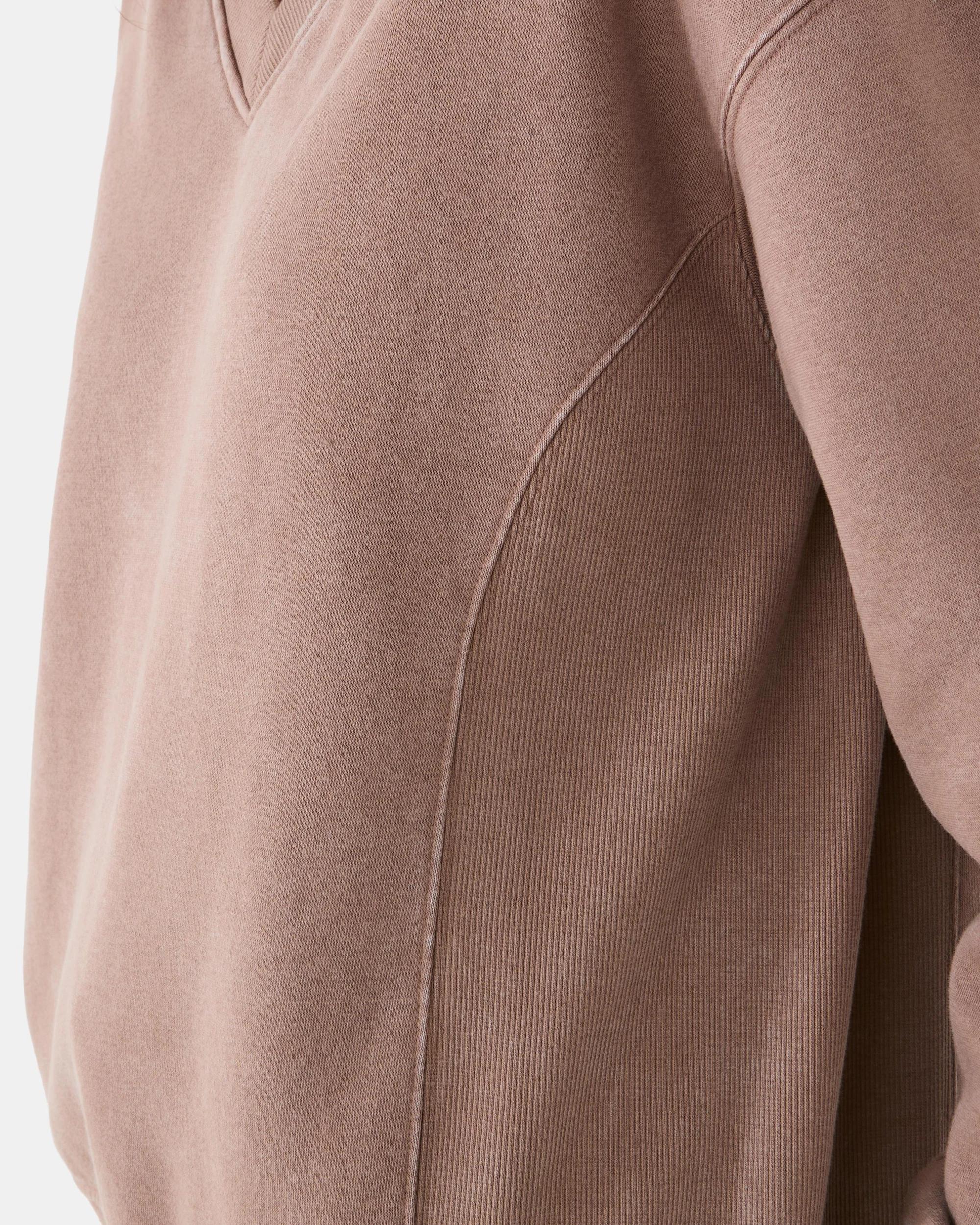 6 Washed V-Neck Ribbed Sweatshirt Snp Brn, 6 of 7