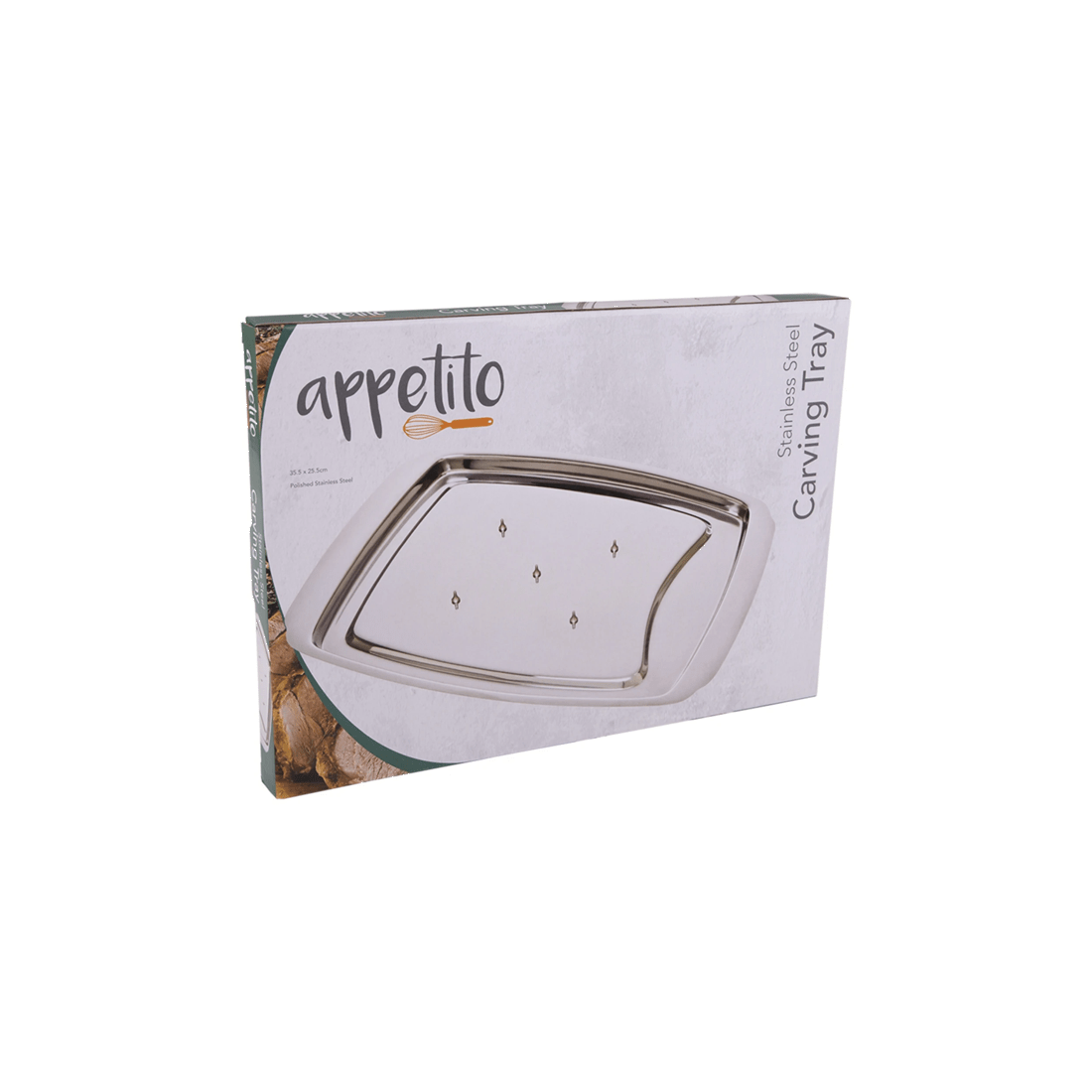 3 Appetito Stainless Steel Spike Carving Tray 35.5x25.5cm Food Preparation
 - Silver, 3 of 4