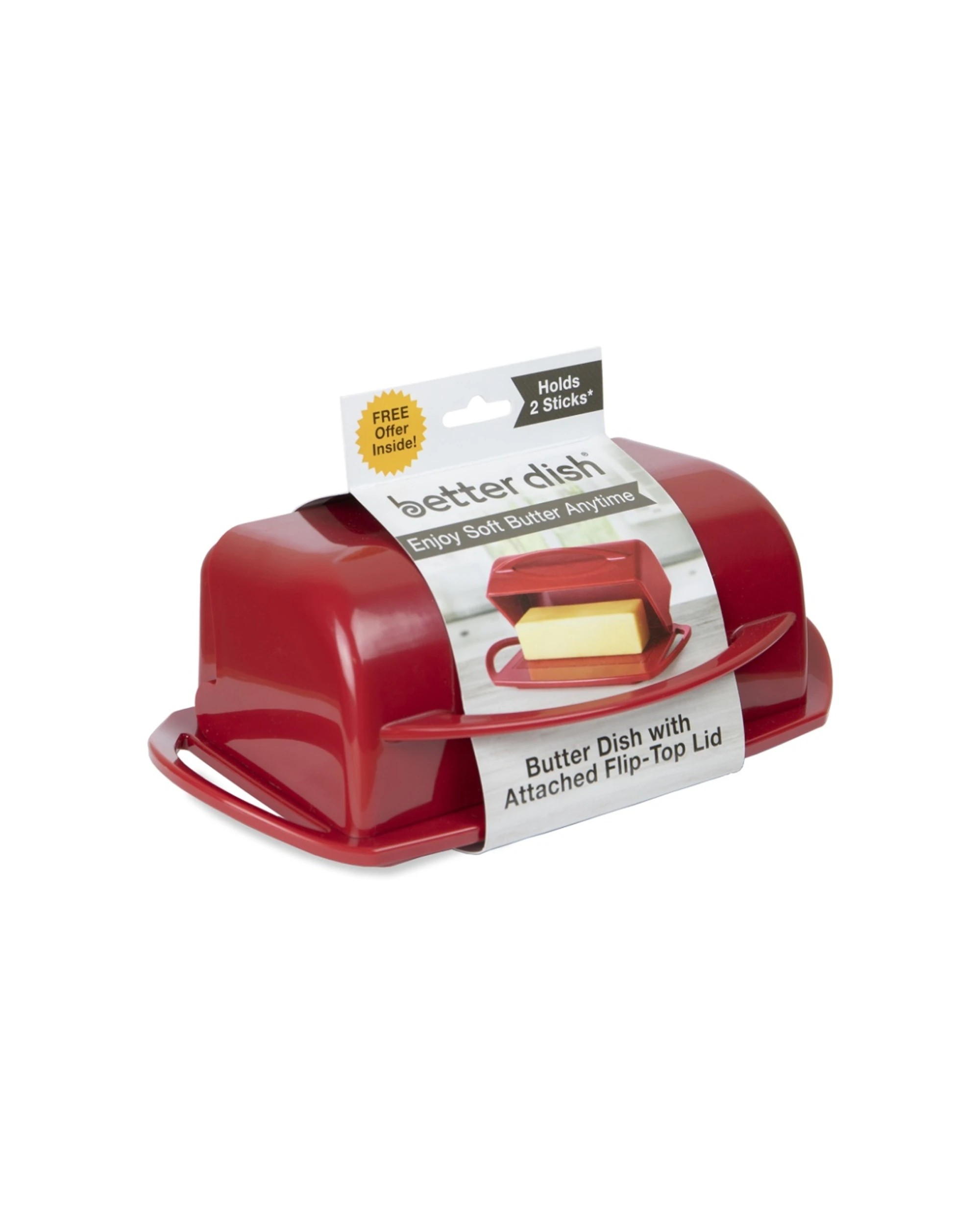 4 Better Dish Flip Top Butter Dish Kitchen Storage 250g Capacity - Red, 4 of 4