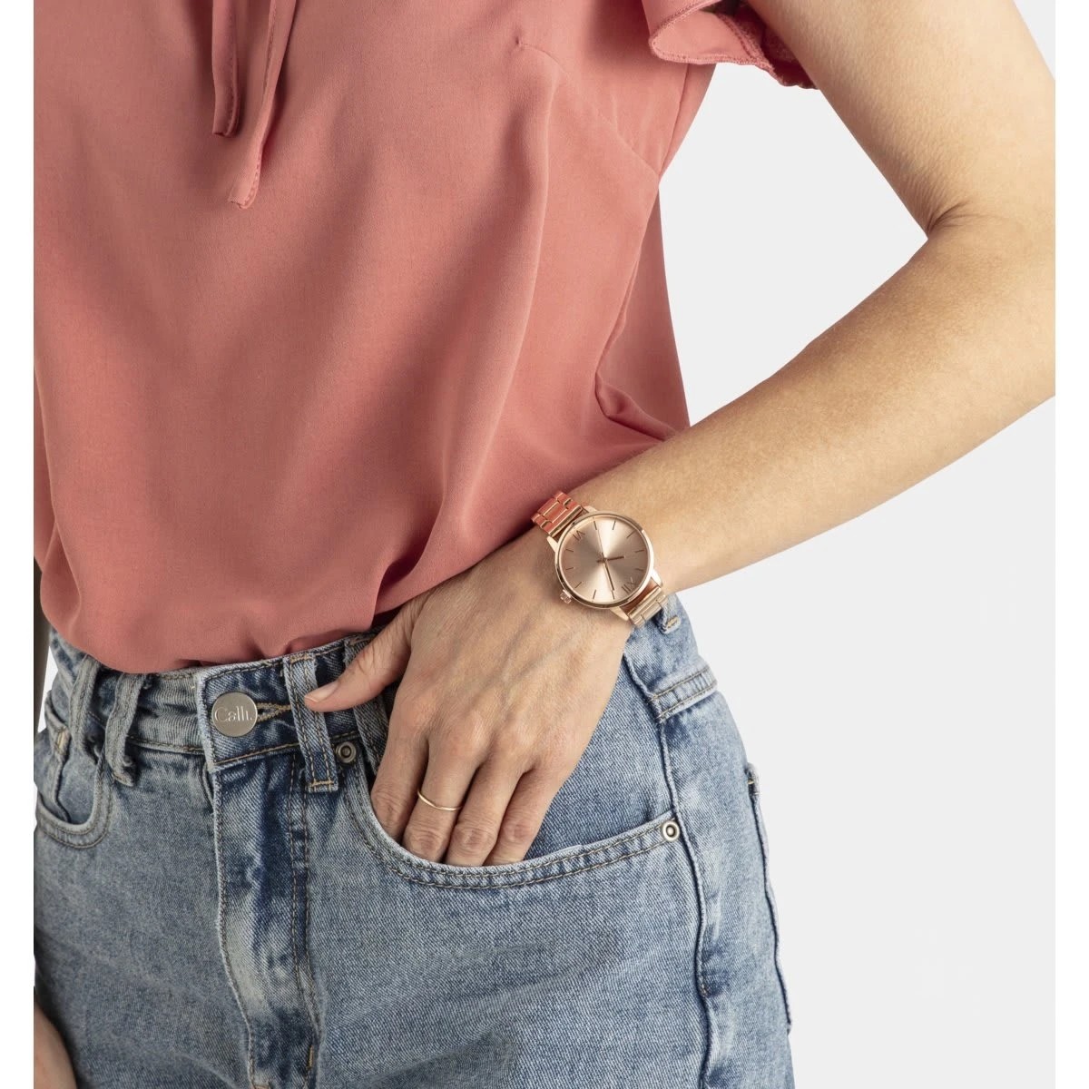 4 Womens Round Metal Link Band Watch - Rose Gold Tone, 4 of 7