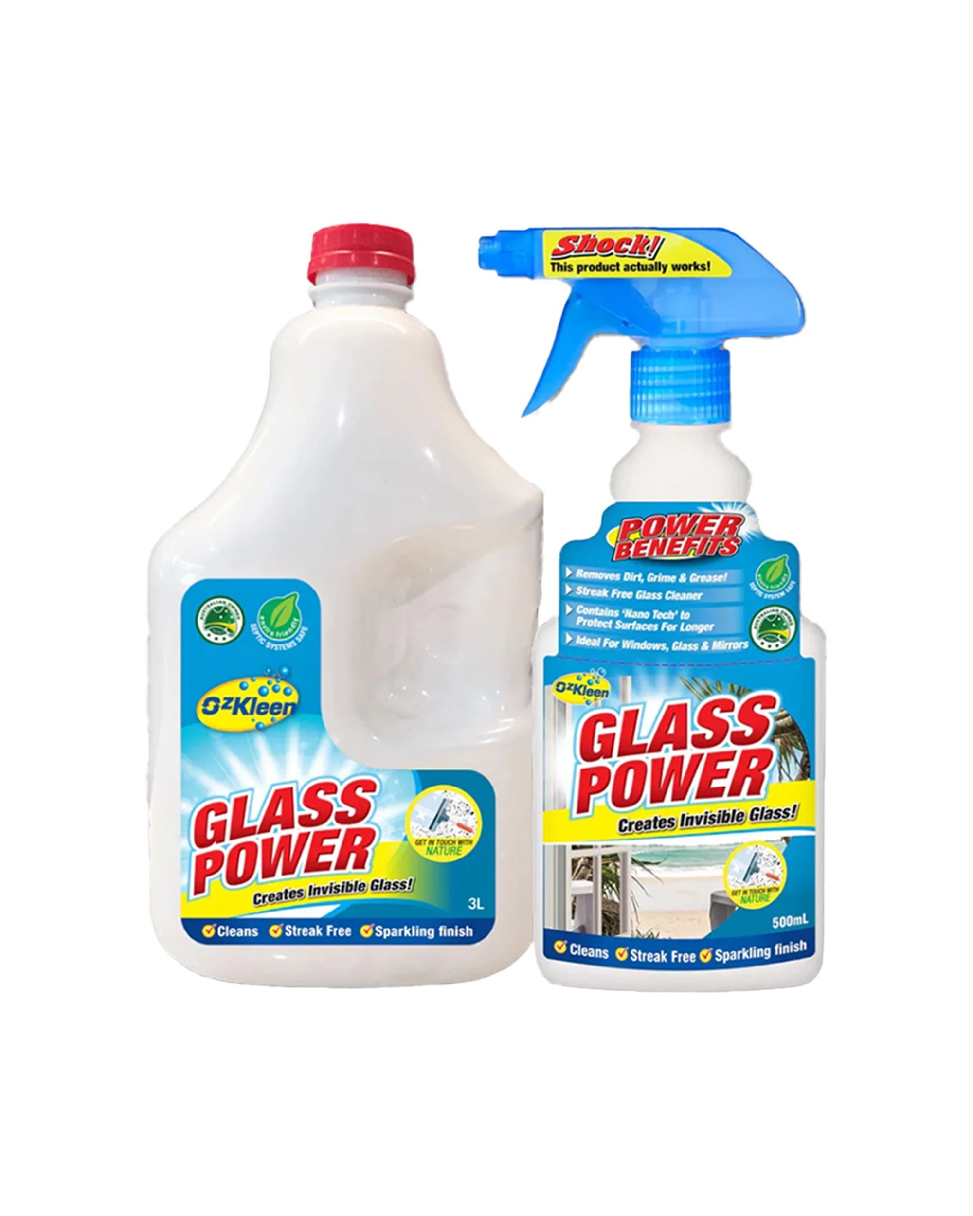 1 OzKleen Glass Power 3L Refill + 500ml Spray Bundle - Clear, 1 of 1