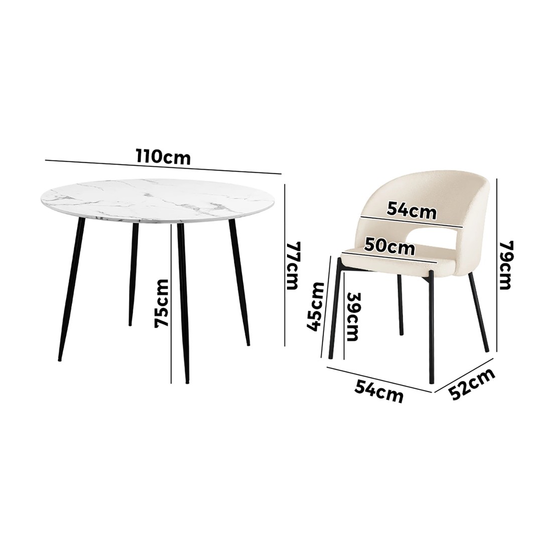 9 Oikiture 110cm Round Dining Table With 4pcs Dining Chairs Sherpa
 - Multi, 9 of 10