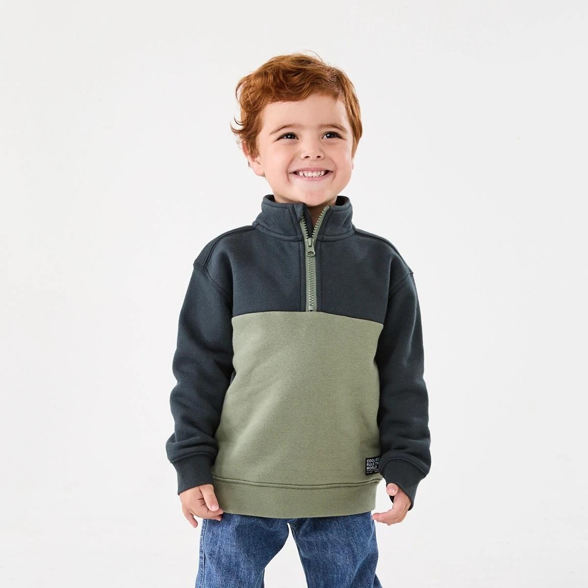 1 Quarter Zip Sweatshirt Wood Grey, 1 of 10