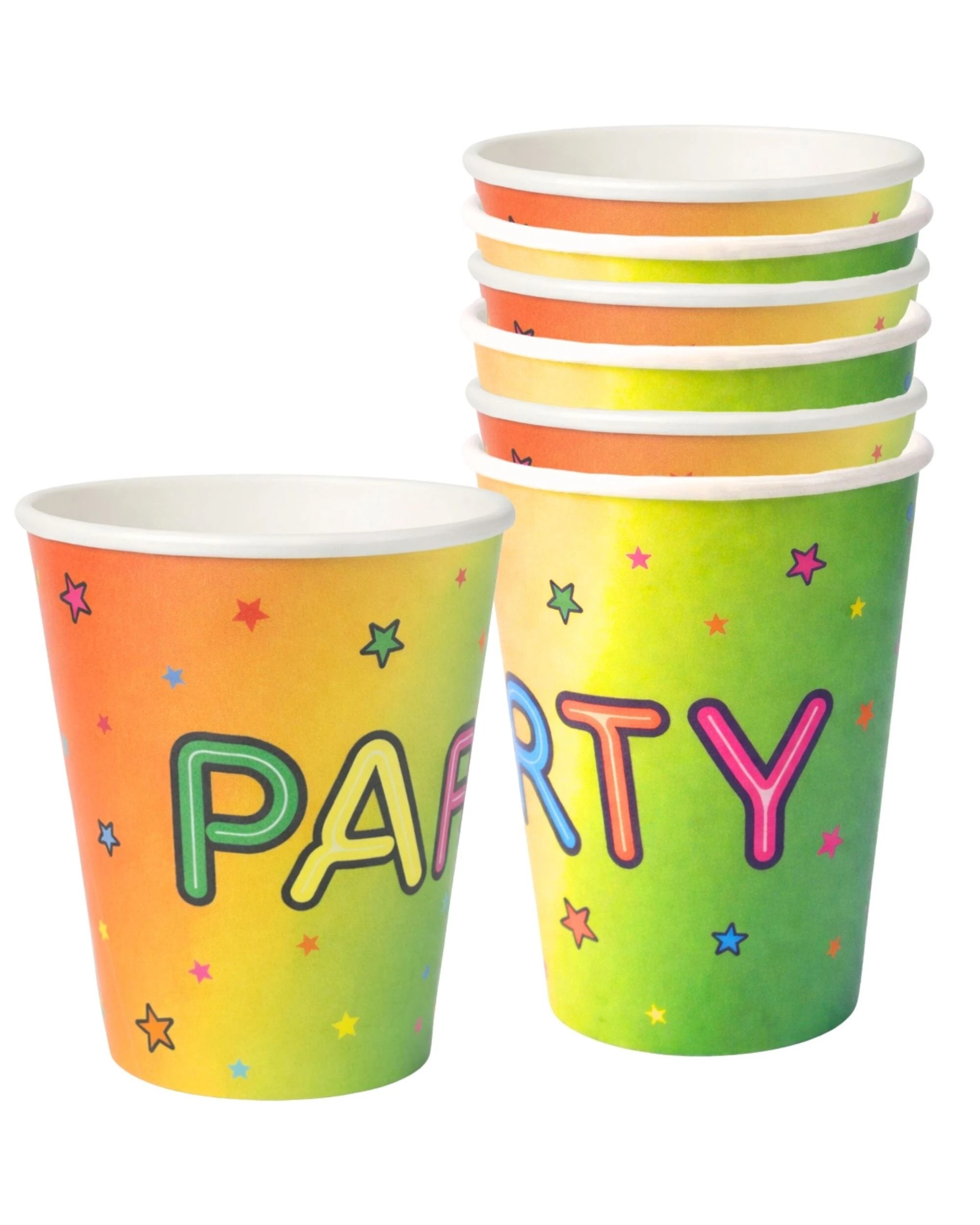 1 Design Group Neon Party Paper Cups 270ml Pack of 8 - Multi, 1 of 3