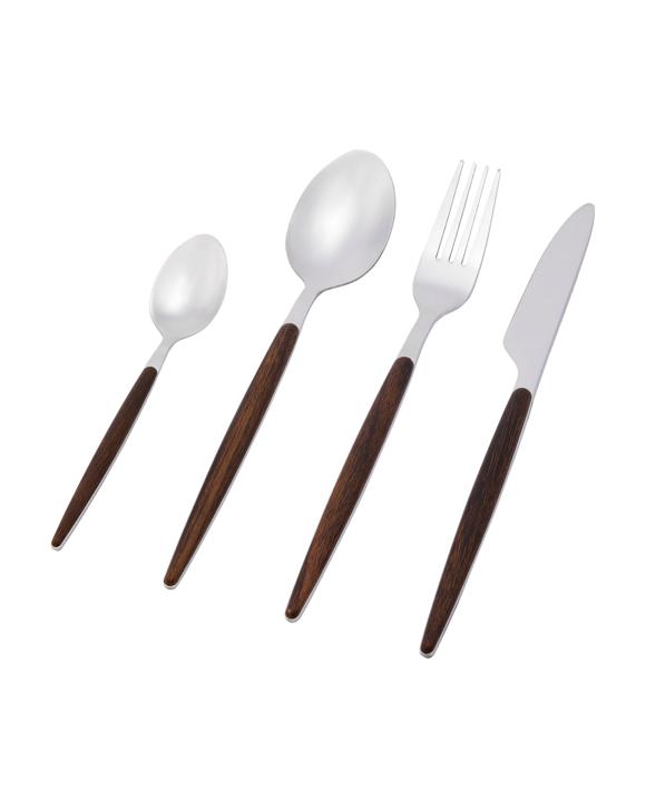 16 Piece Wood Look Handle Cutlery Set
