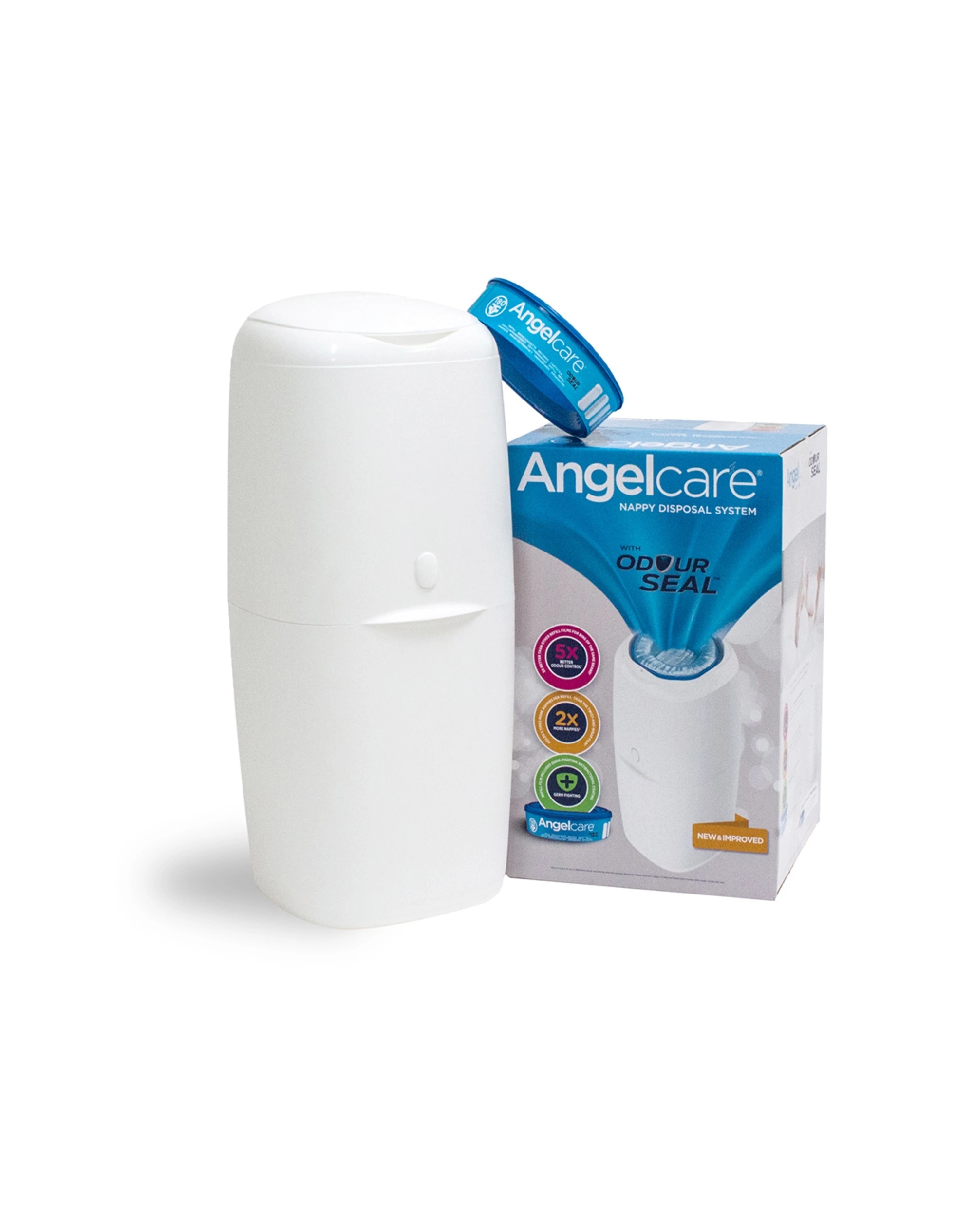 9 Angelcare Odour Seal Nappy Disposal System With 1 Refill Cassette Starter Kit - White, 9 of 9