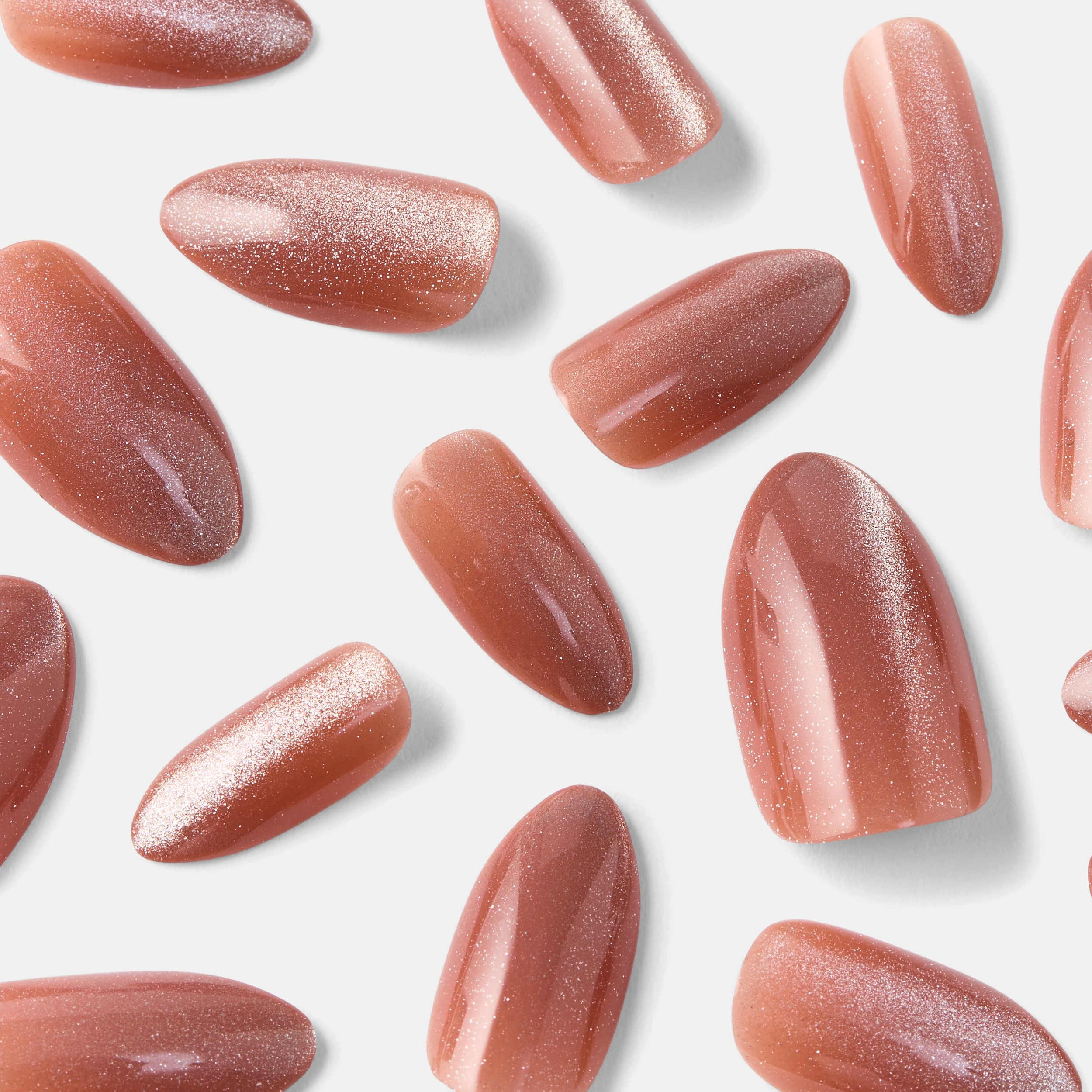 4 OXX Cosmetics 24 Pack Artificial Nails with Adhesive - Almond Shape, Brown, 4 of 5