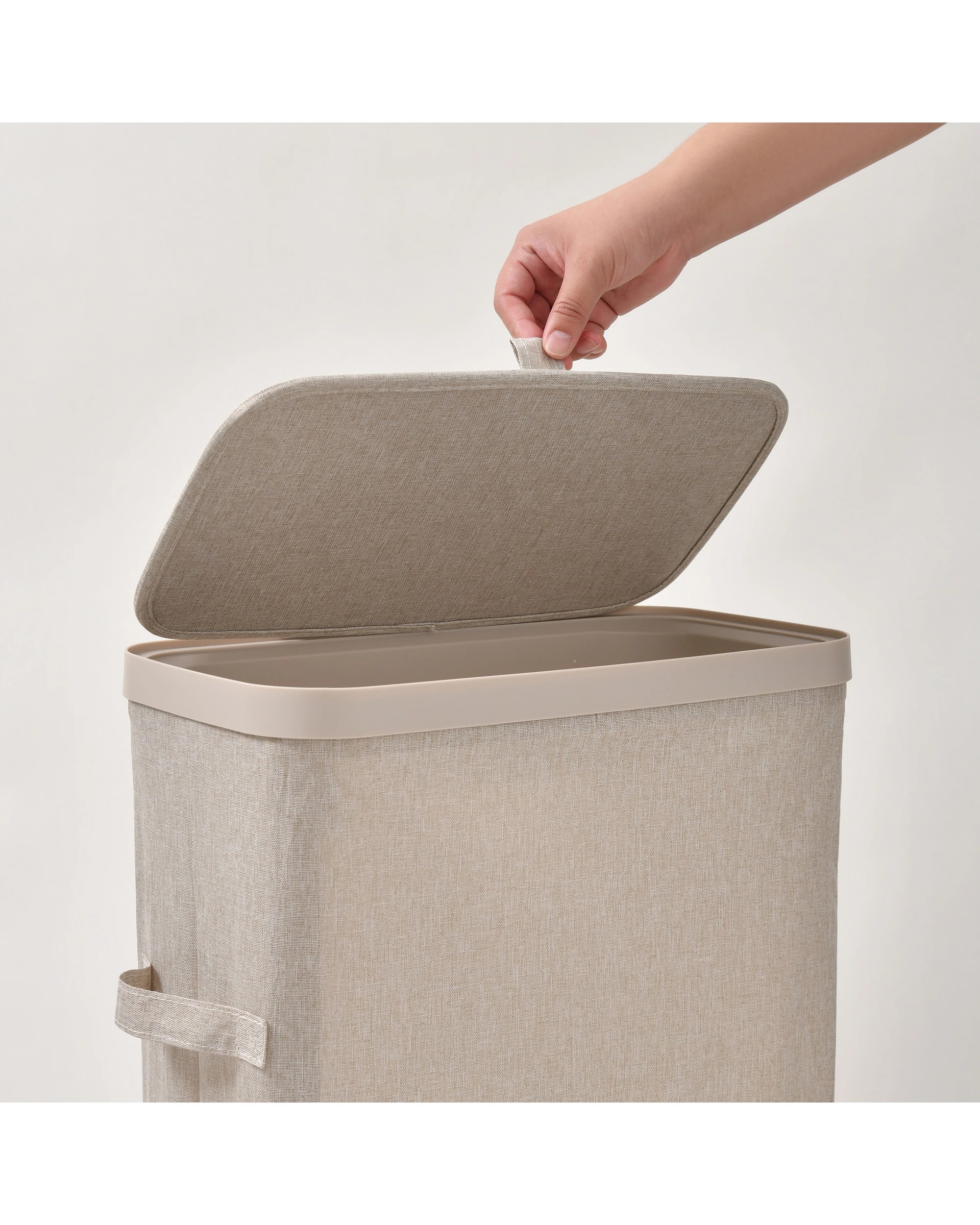 9 Sherwood Voyager Slim Laundry Hamper 40L Faux Linen 22x39x67cm - Natural, 9 of 10