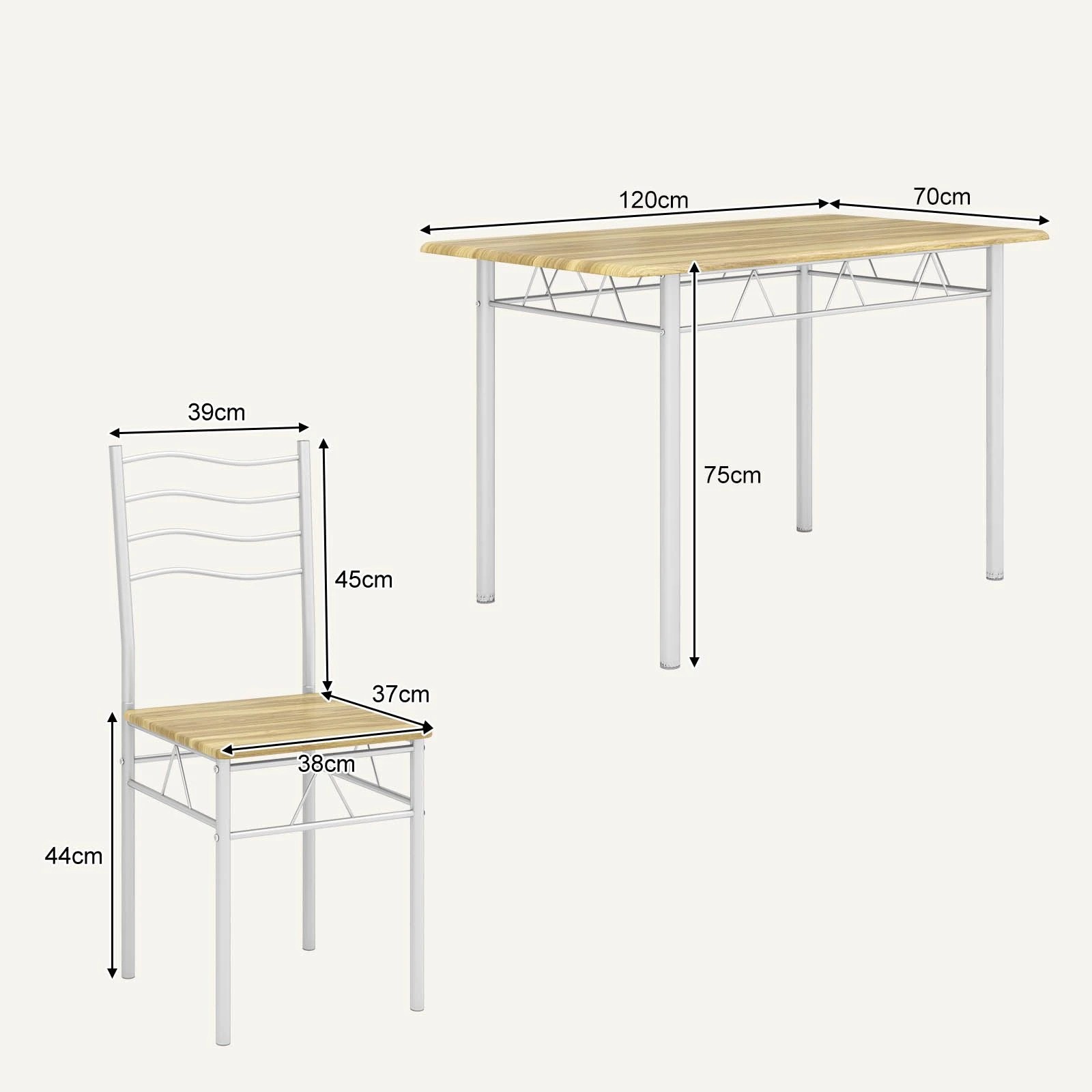 4 Costway 5PCS Modern Dining Table Set Wood Rectangular Kitchen Table & 4 Chairs - Brown, 4 of 4