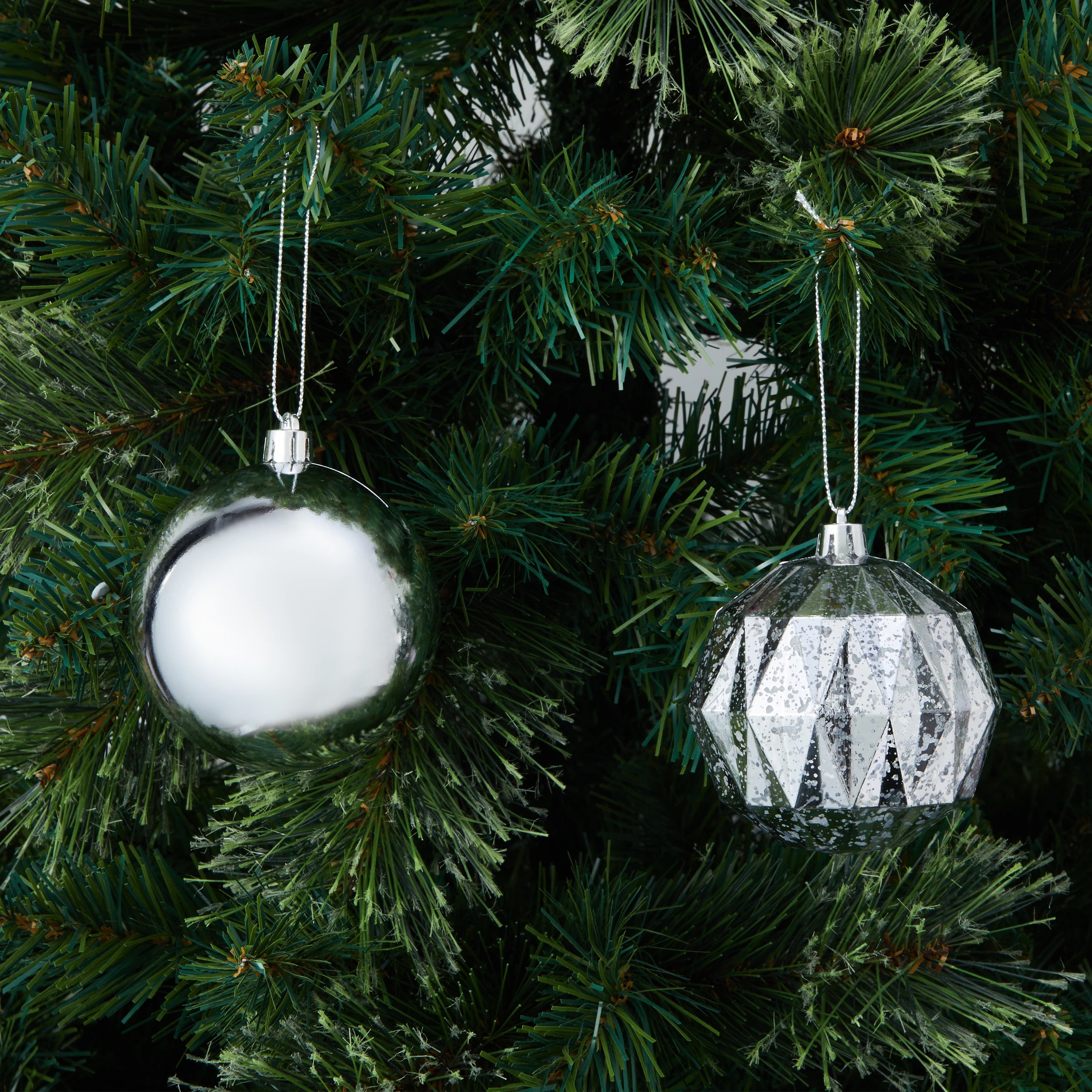 5 8 Pack 8cm Silver Look Baubles, 5 of 6