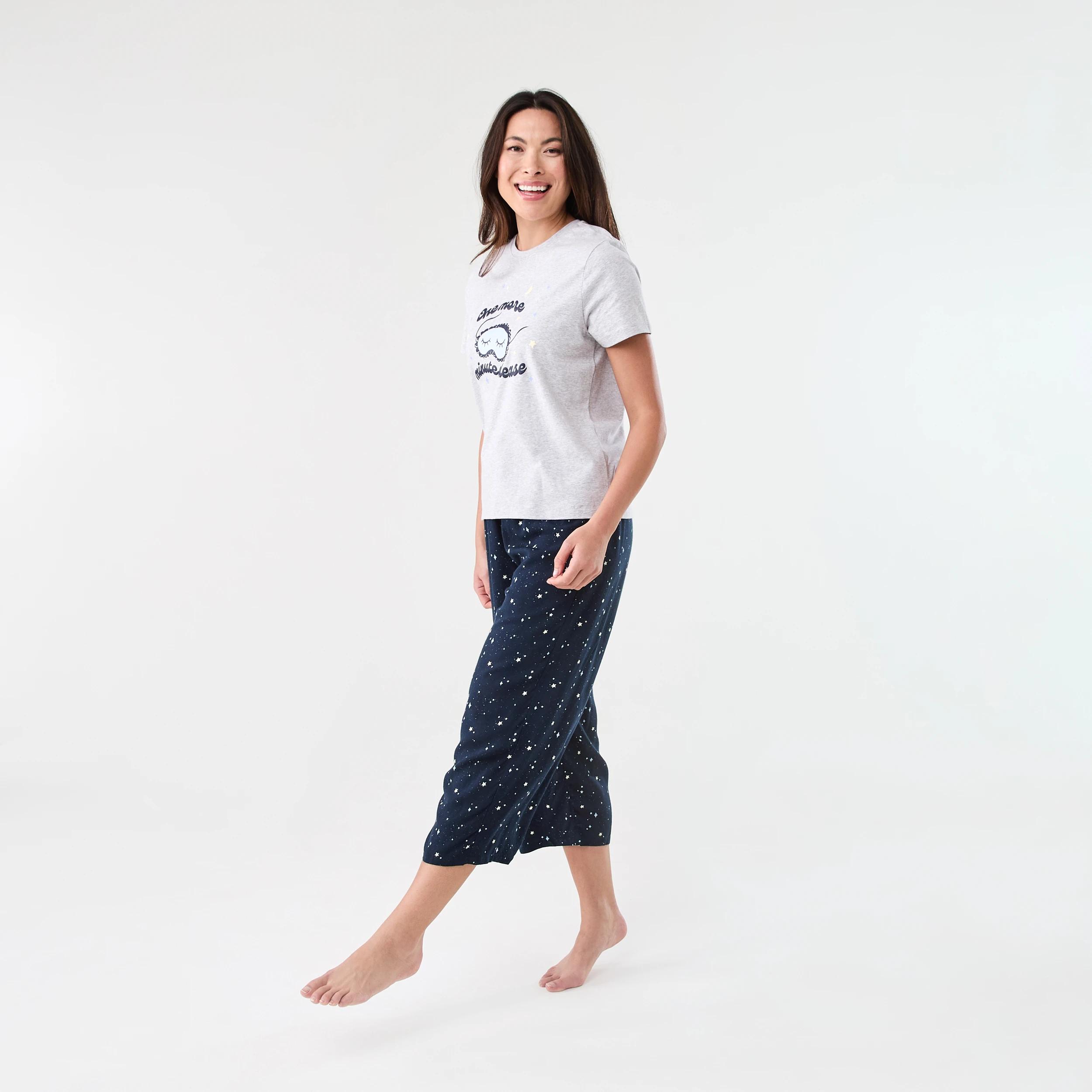 2 Print Knit T-shirt and 3/4 Woven Pants Pyjama Set Sleepy, 2 of 7