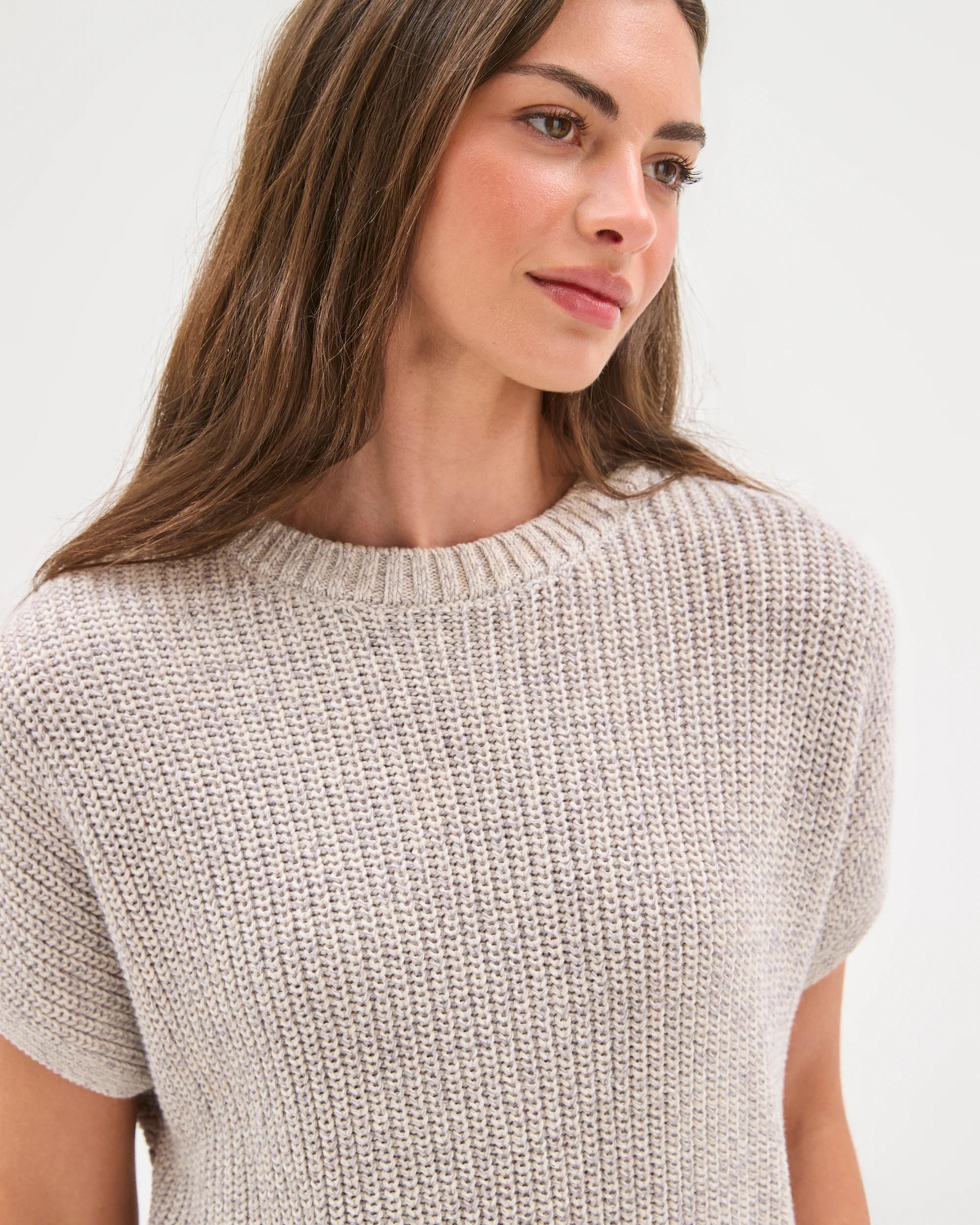 5 Target Petites Australian Cotton Short Sleeve Twist Knit Top PUMICE, 5 of 10