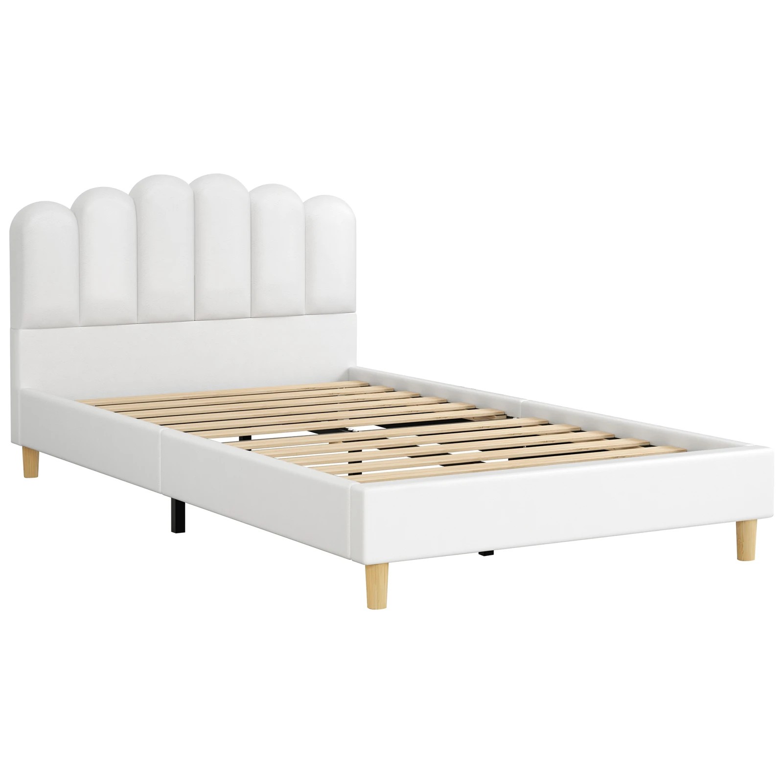 10 Alfordson Bed Frame King Single Upholstered Platform Base Leather Tania - White, 10 of 10