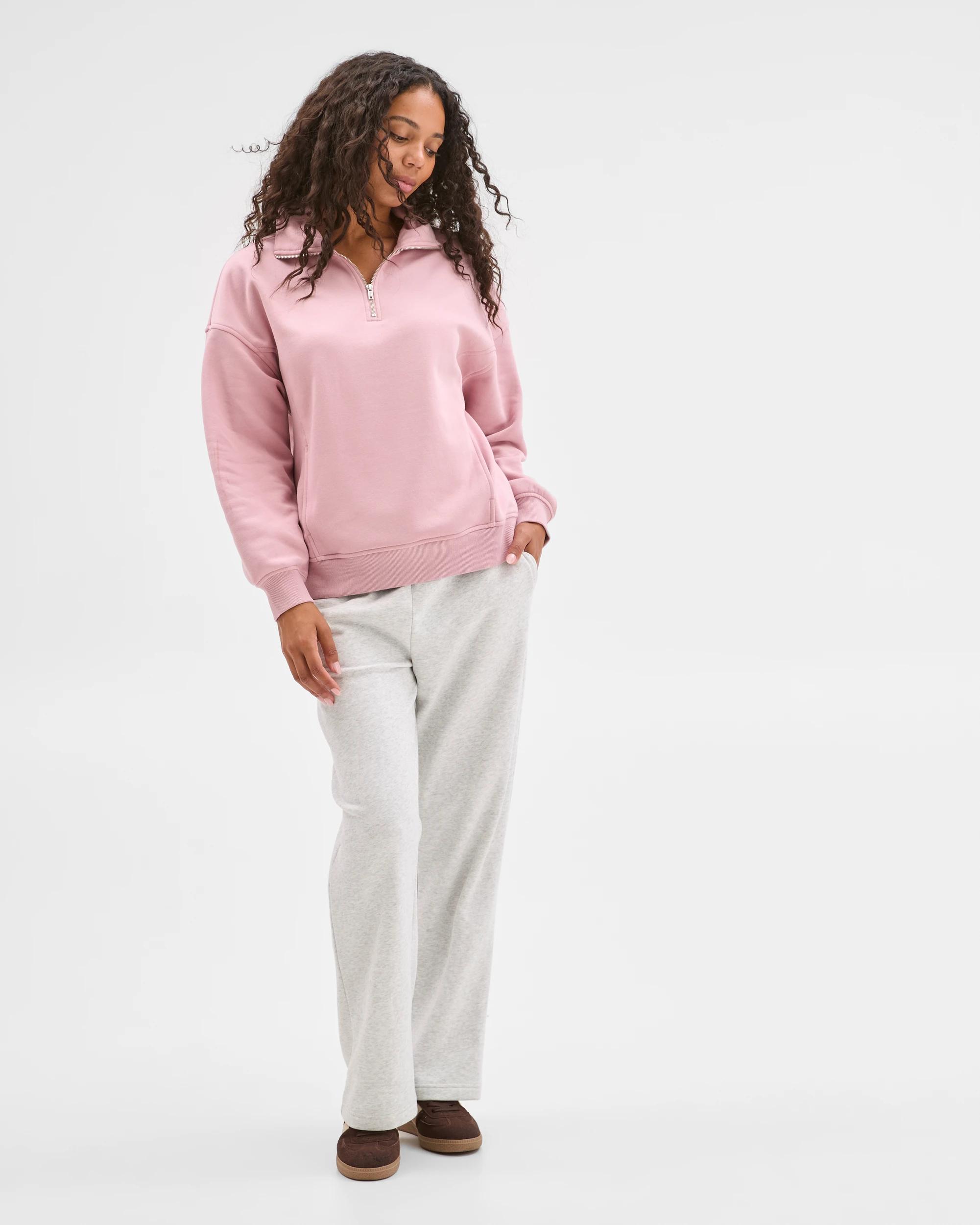 1 Target Woman Australian Cotton Blend 1/4 Zip Fleece Jumper DUSTY PINK, 1 of 5