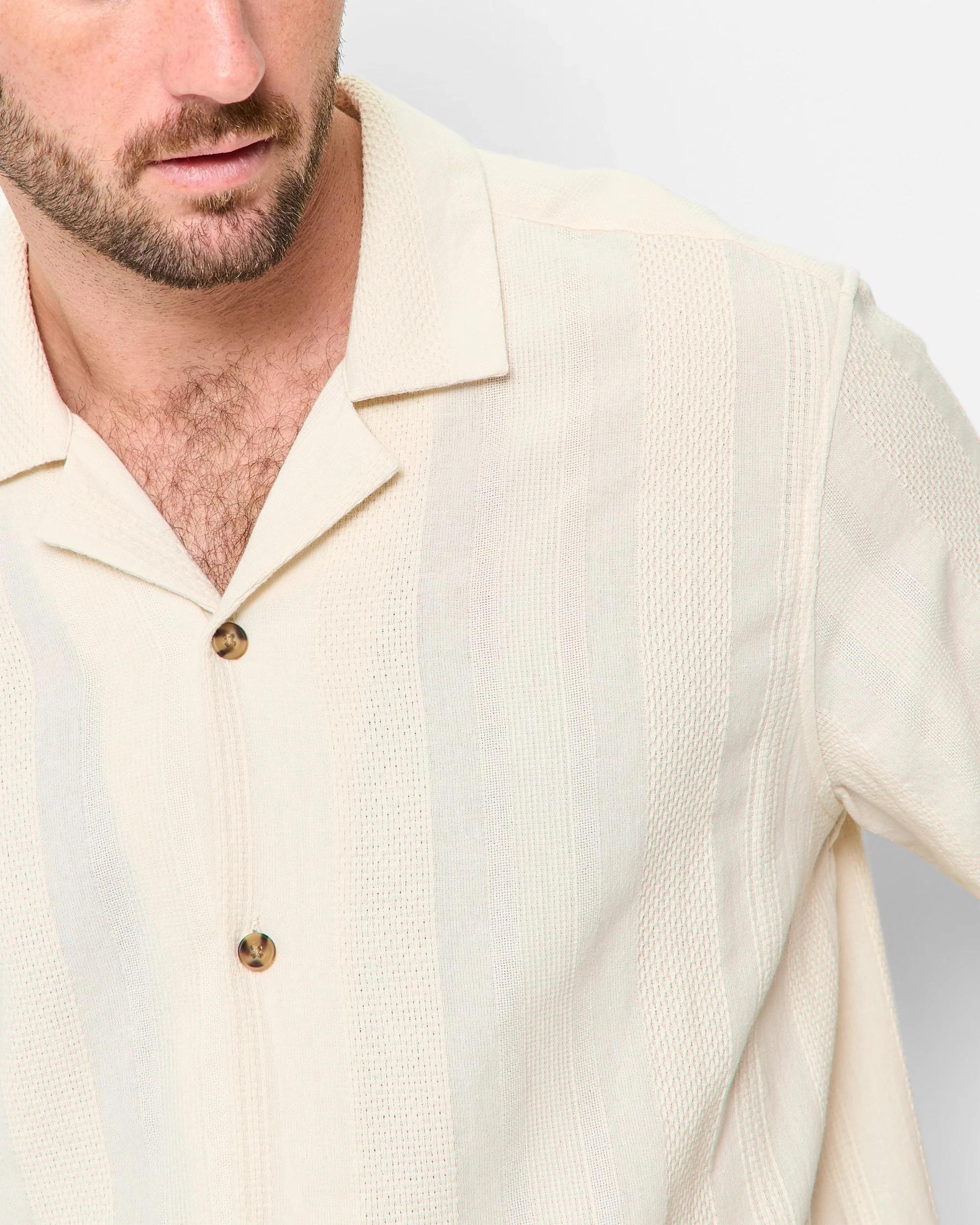 5 Target Australian Cotton Short Sleeve Stripe Shirt LIGHT STONE, 5 of 5