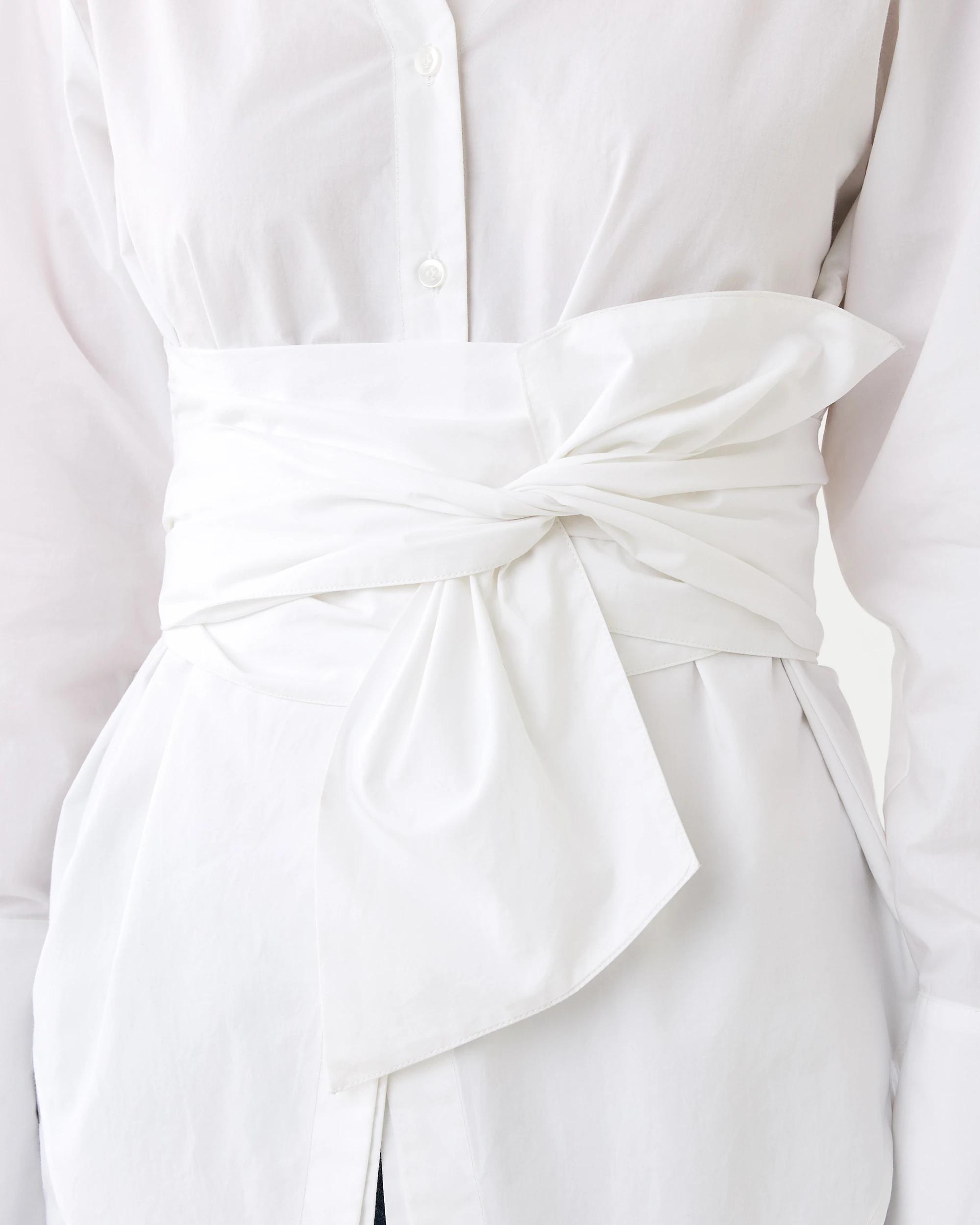 6 Long Sleeve Wrap Waist Shirt White, 6 of 8