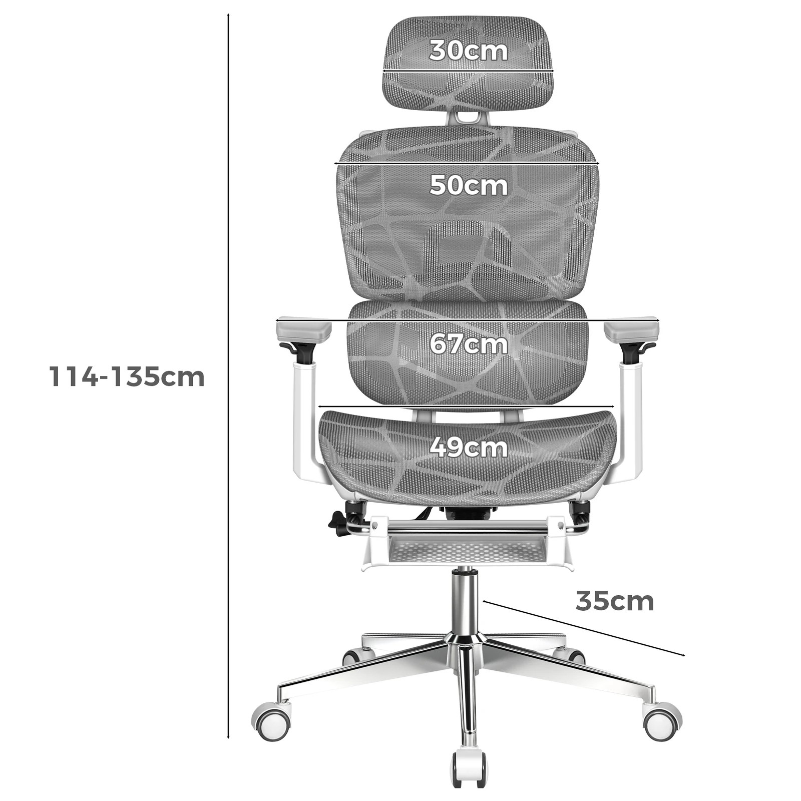10 Alfordson Ergonomic Office Chair Mesh Executive Gaming Work Seat - White Grey, 10 of 10