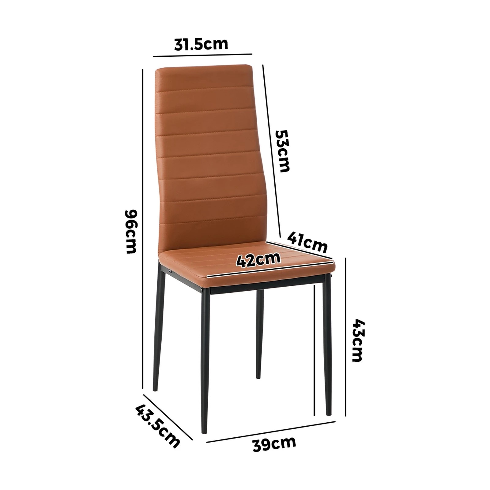 2 Oikiture 6PCS Dining Chairs High-Back Kitchen Chair Padded Faux Leather- Brown, 2 of 10