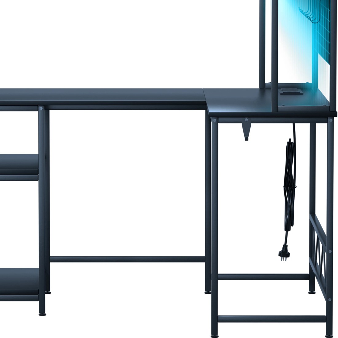 2 Levede L-shaped Led Computer Desk - Black, 2 of 6