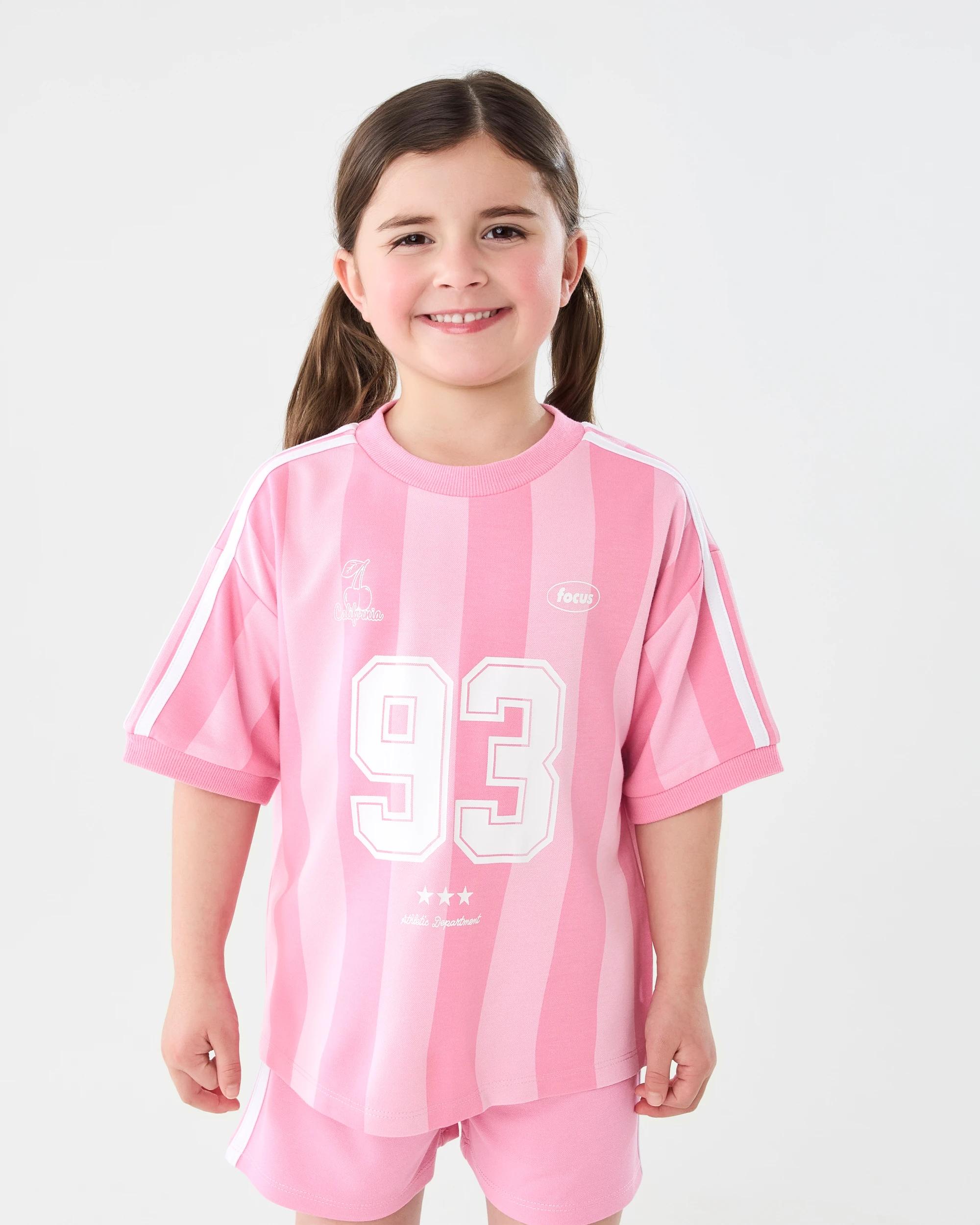 1 Short Sleeve Oversized Sporty T-shirt Pink Type, 1 of 8