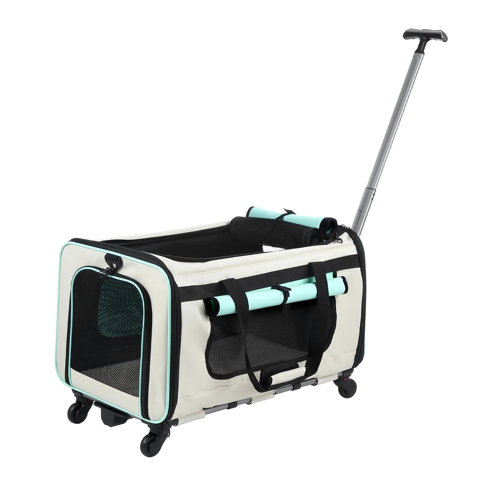 3 Pet Scene Foldable Rolling Pet Dog Carrier Trolley Portable Cat Travel Shoulder Bag with Wheels 60x40x40cm, 3 of 6