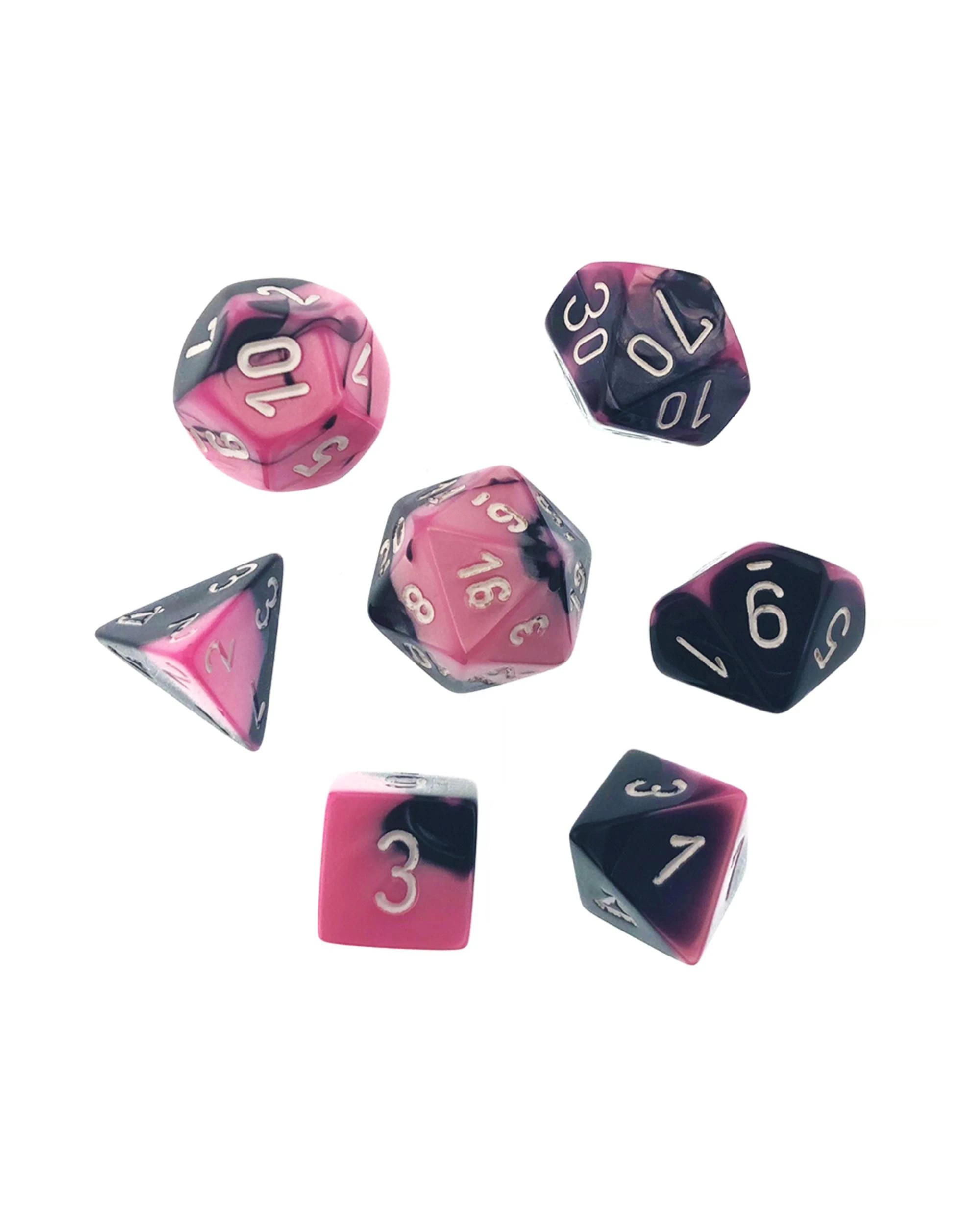 3 Chessex Gemini Polyhedral 7-Die Dice Set - Black/Pink and White, 3 of 3