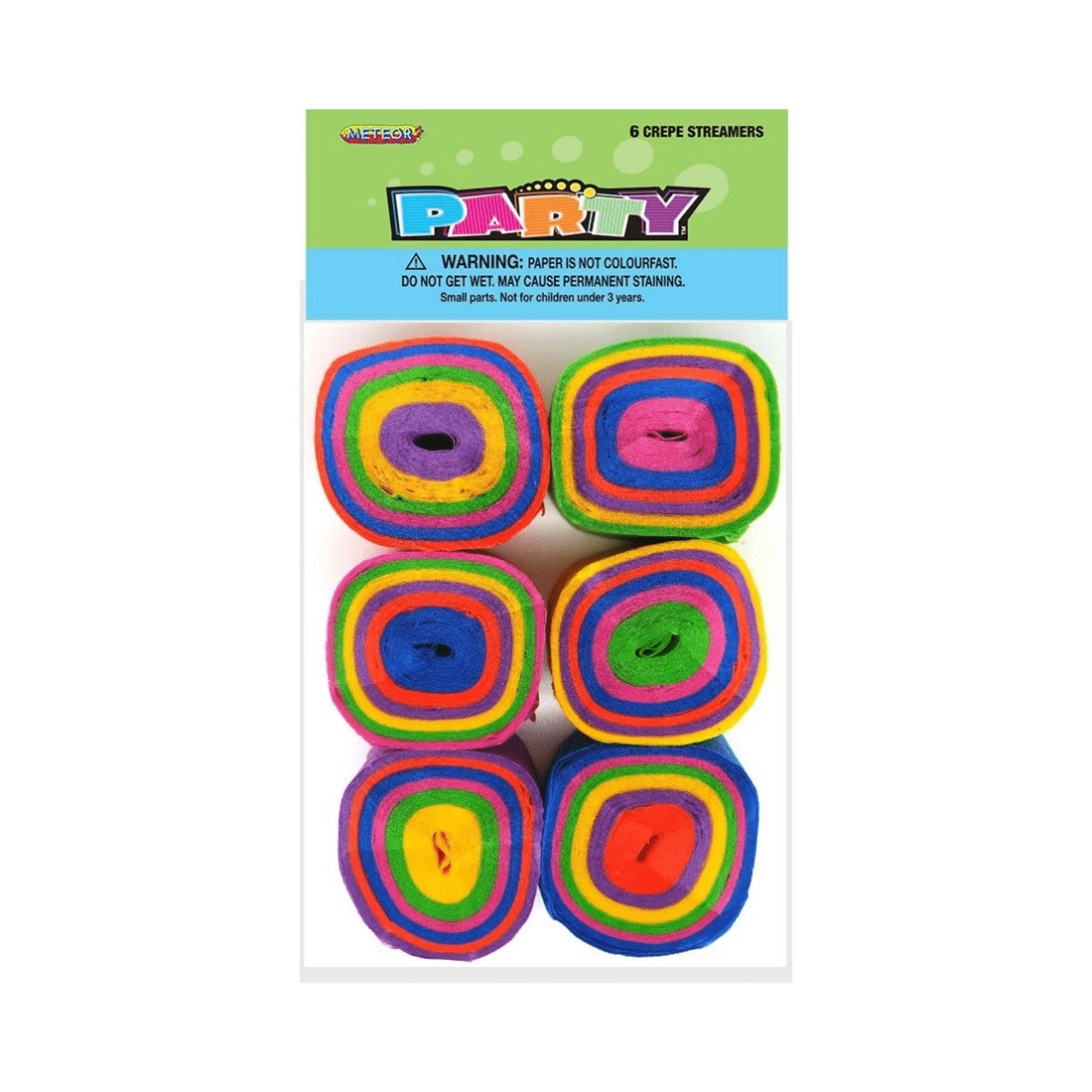 1 Meteor Rainbow Crepe Streamers Pack of 6, 1 of 1