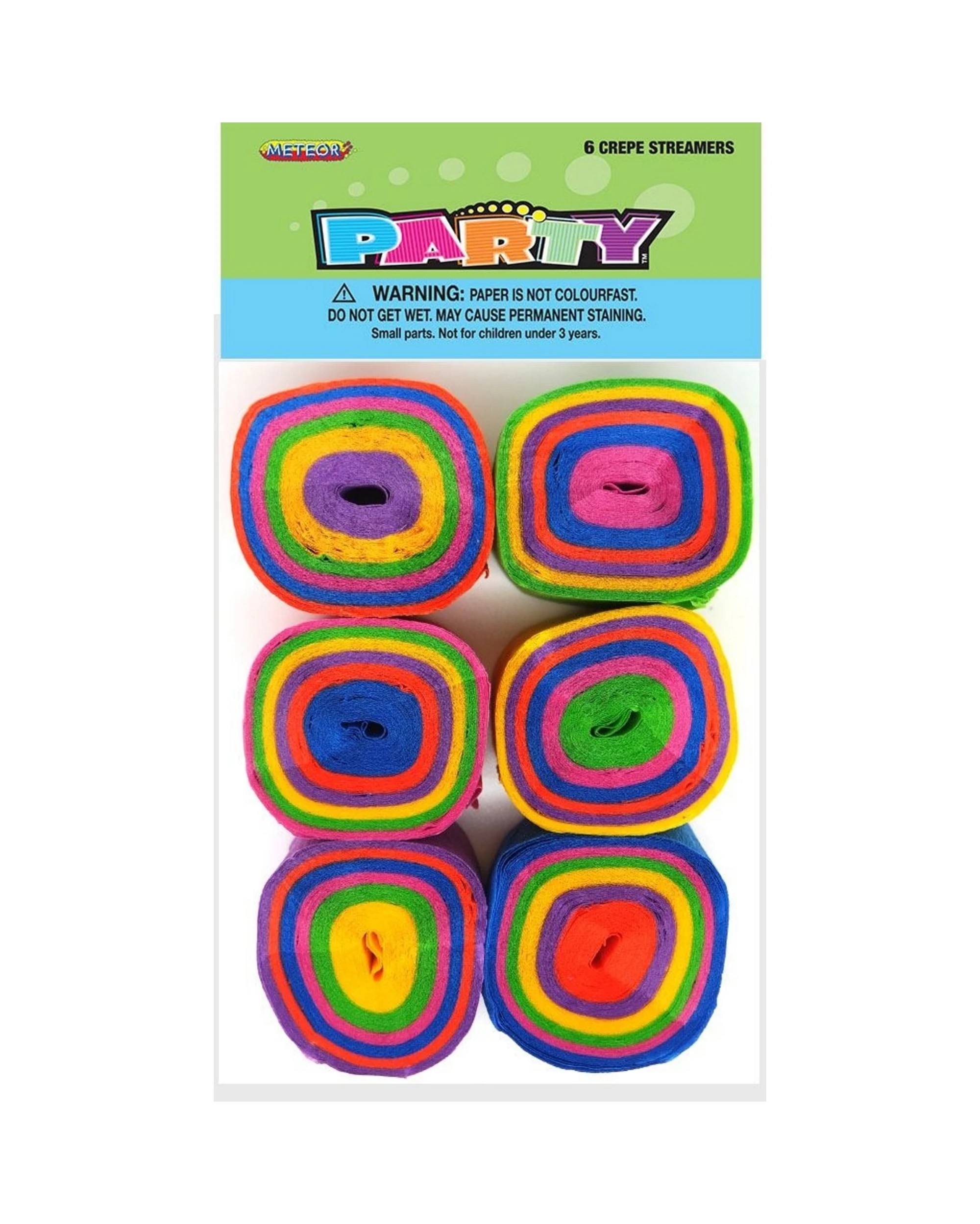1 Unique Rainbow Crepe Streamers Pack of 6 - Multi-Coloured, 1 of 1