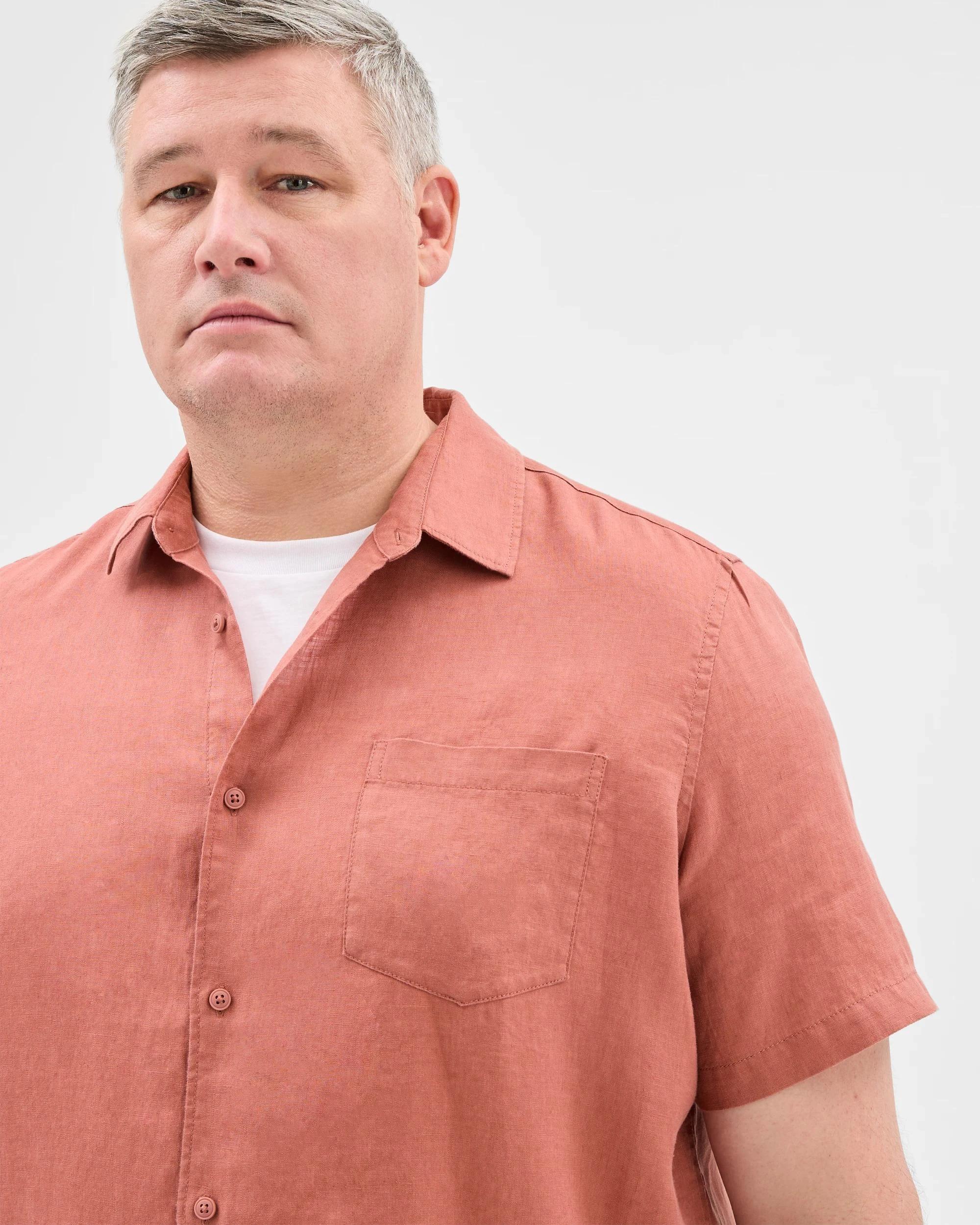 3 Target Man Plus Plus Size European Linen Shirt BRICK, 3 of 6