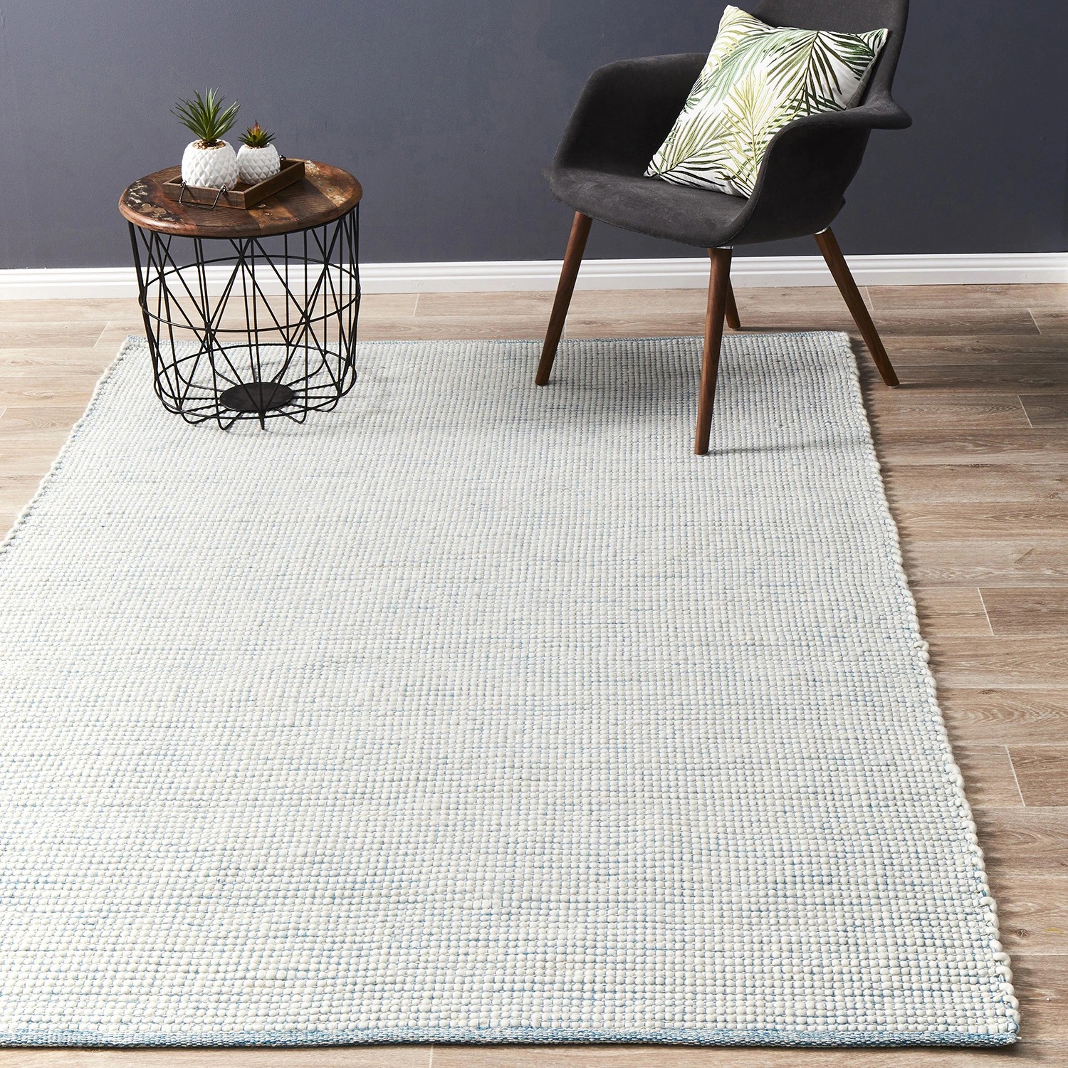 1 Common Ground Rugs Atelier 280x190cm - Large Hand Loomed Wool Floor Rug - Silver, 1 of 7