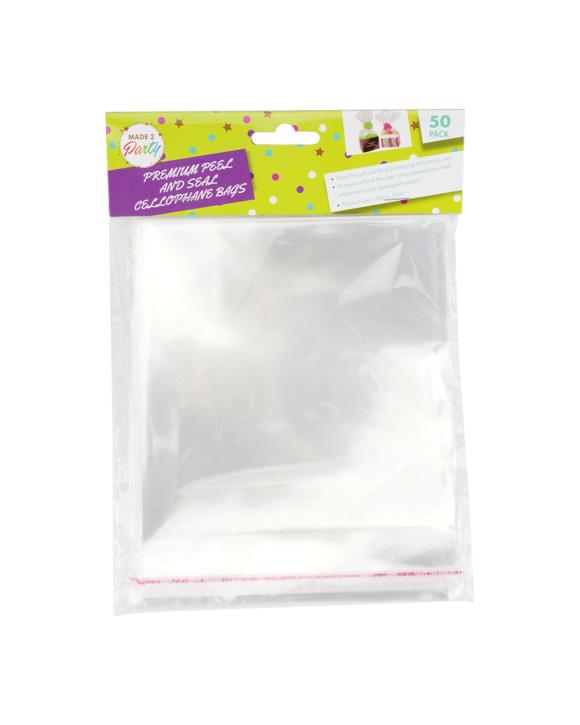 Durmaz Clear Peel and Seal Cellophane Bags 15cm x 15cm Pack of 50Clear - Clear