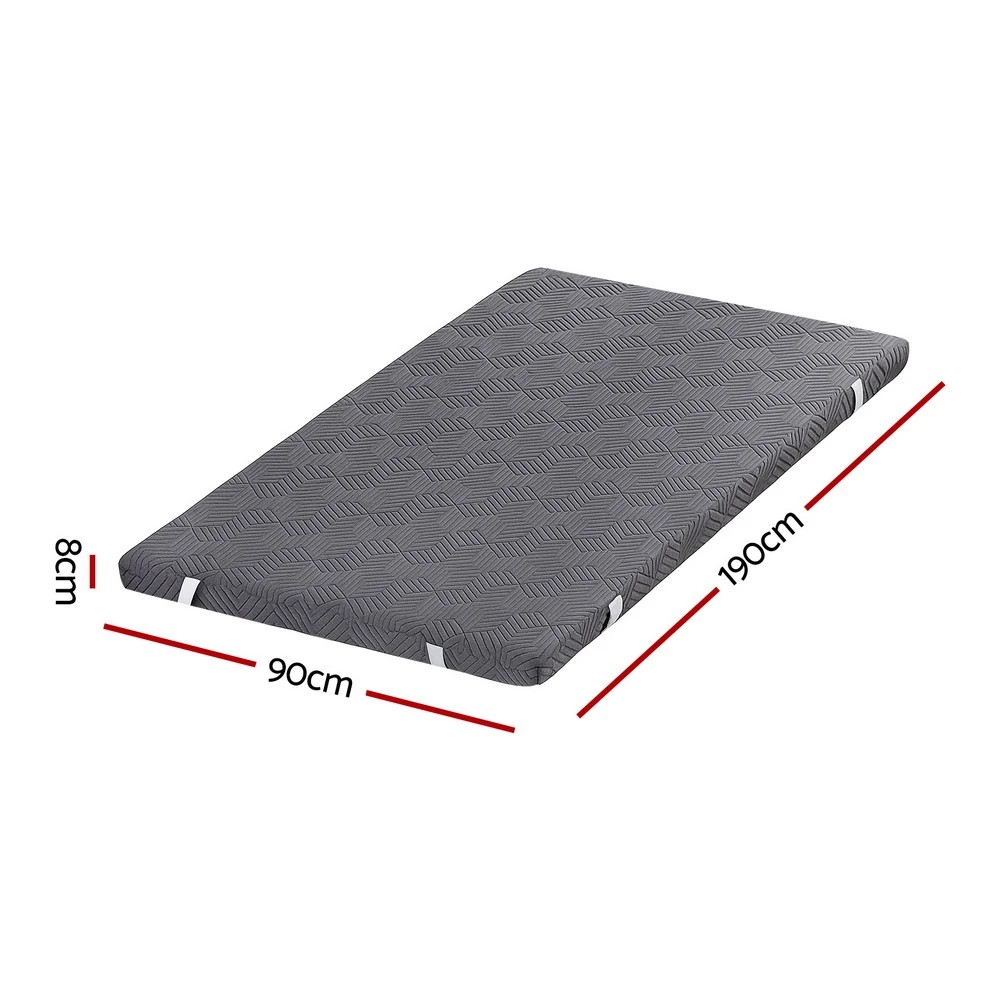 2 Giselle 8cm Memory Foam Mattress Topper Gel Dual Layer Foam Bamboo Single - Single Bed - Grey, 2 of 9