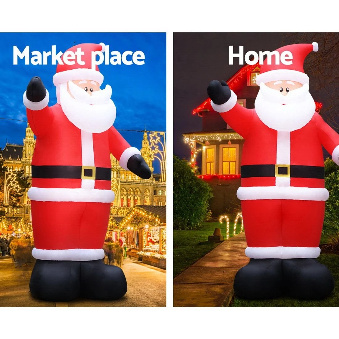 4 Jingle Jollys Christmas Inflatable Santa 5M Illuminated Decorations - Multi, 4 of 6