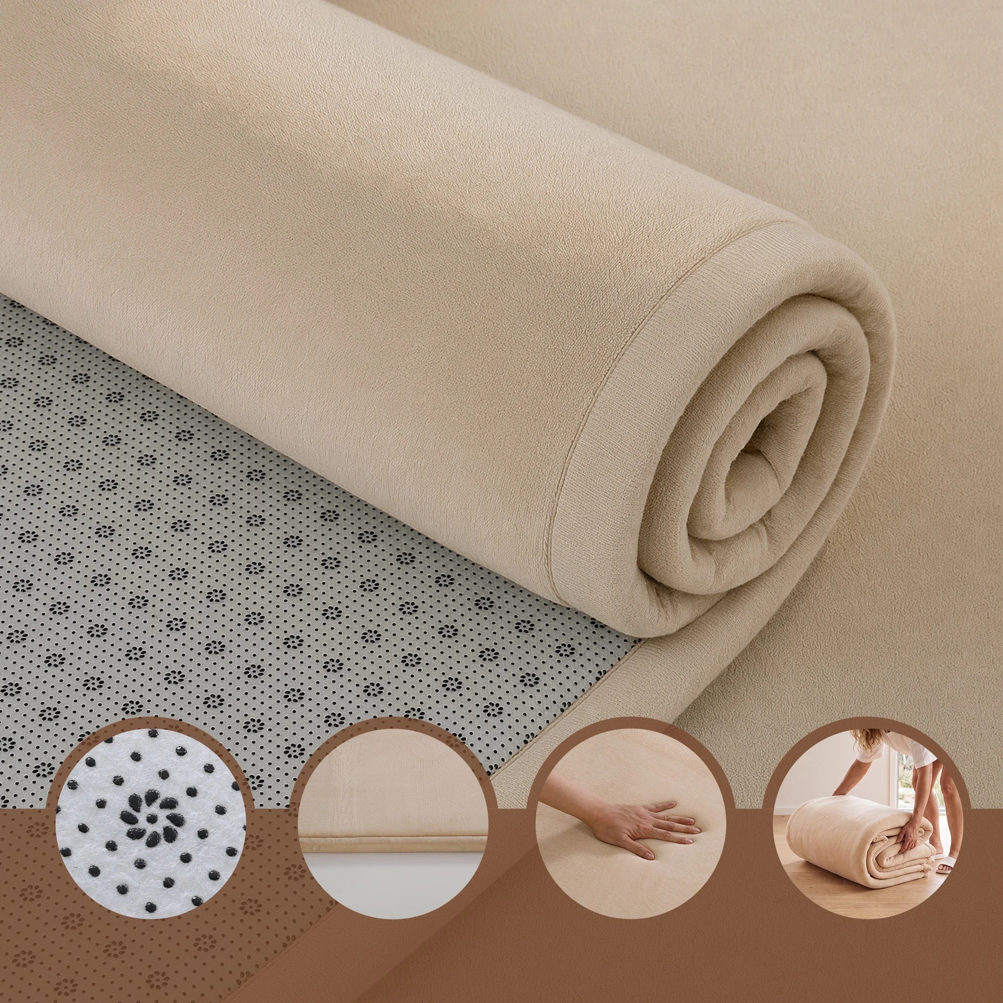 8 Artiss Tatami Mat Floor Mattress 3cm Thick Futon Mattresses Mellow Mat Rugs Living Room - Beige, 8 of 9