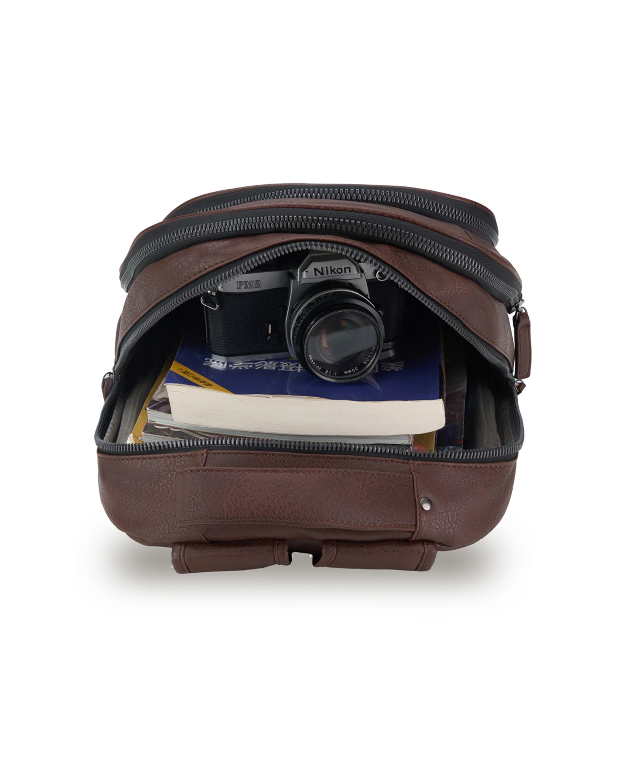 3 Tosca Vegan Leather Backpack Mens Travel Bag - Brown, 3 of 3