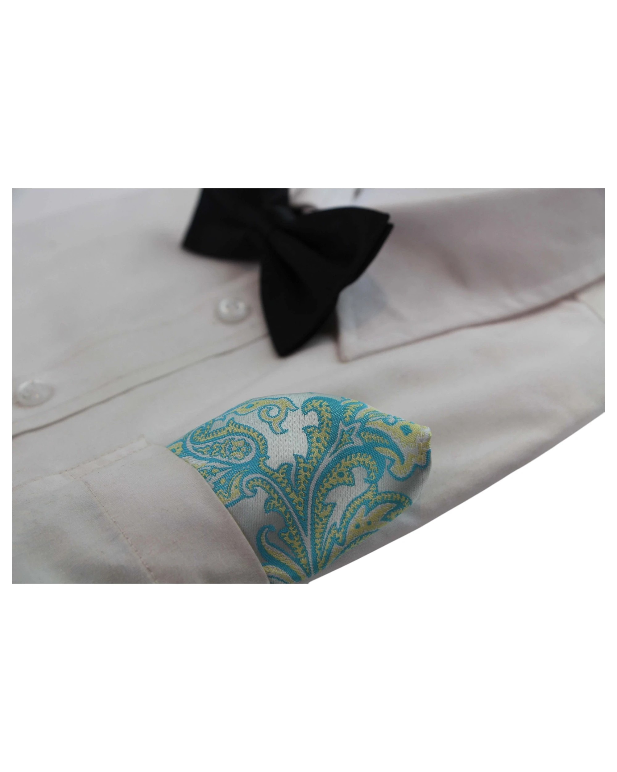 3 Zasel Mens Turquoise And Silver Boho Paisley Silk Pocket Square - Multi, 3 of 3