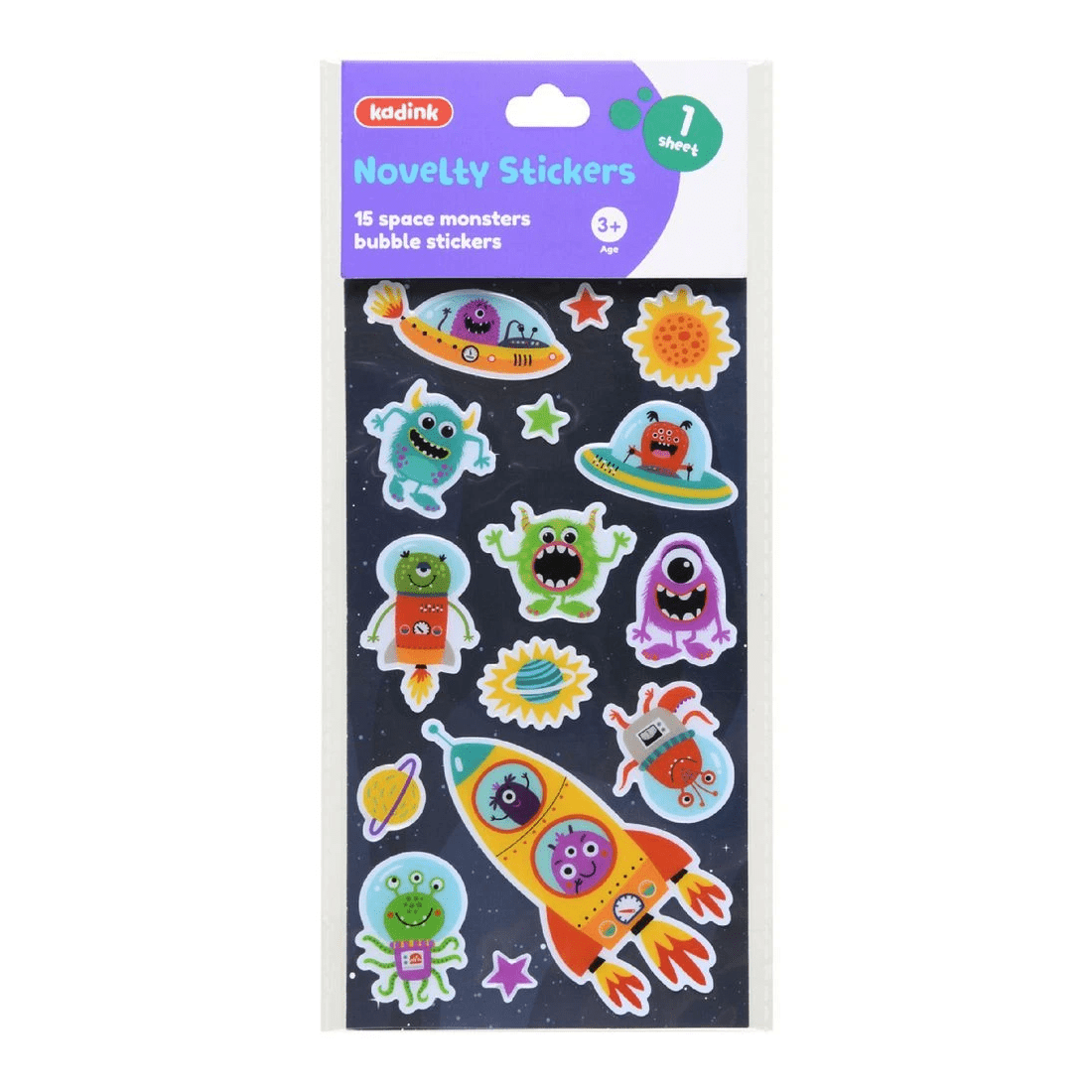 1 Kadink Bubble Space Monster Stickers 15 Pack, 1 of 1