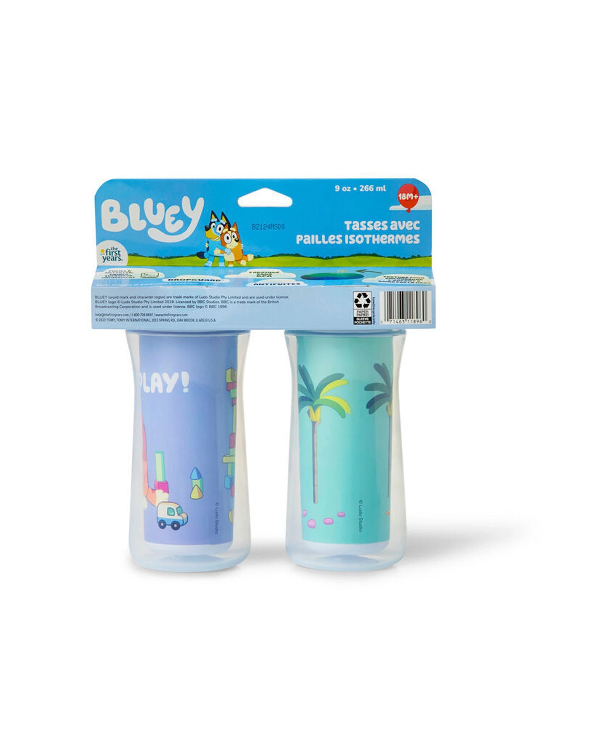 3 The First Years 2x Bluey Insulated Straw Bottle With DropGuard 2PK 266ml - Multi, 3 of 4