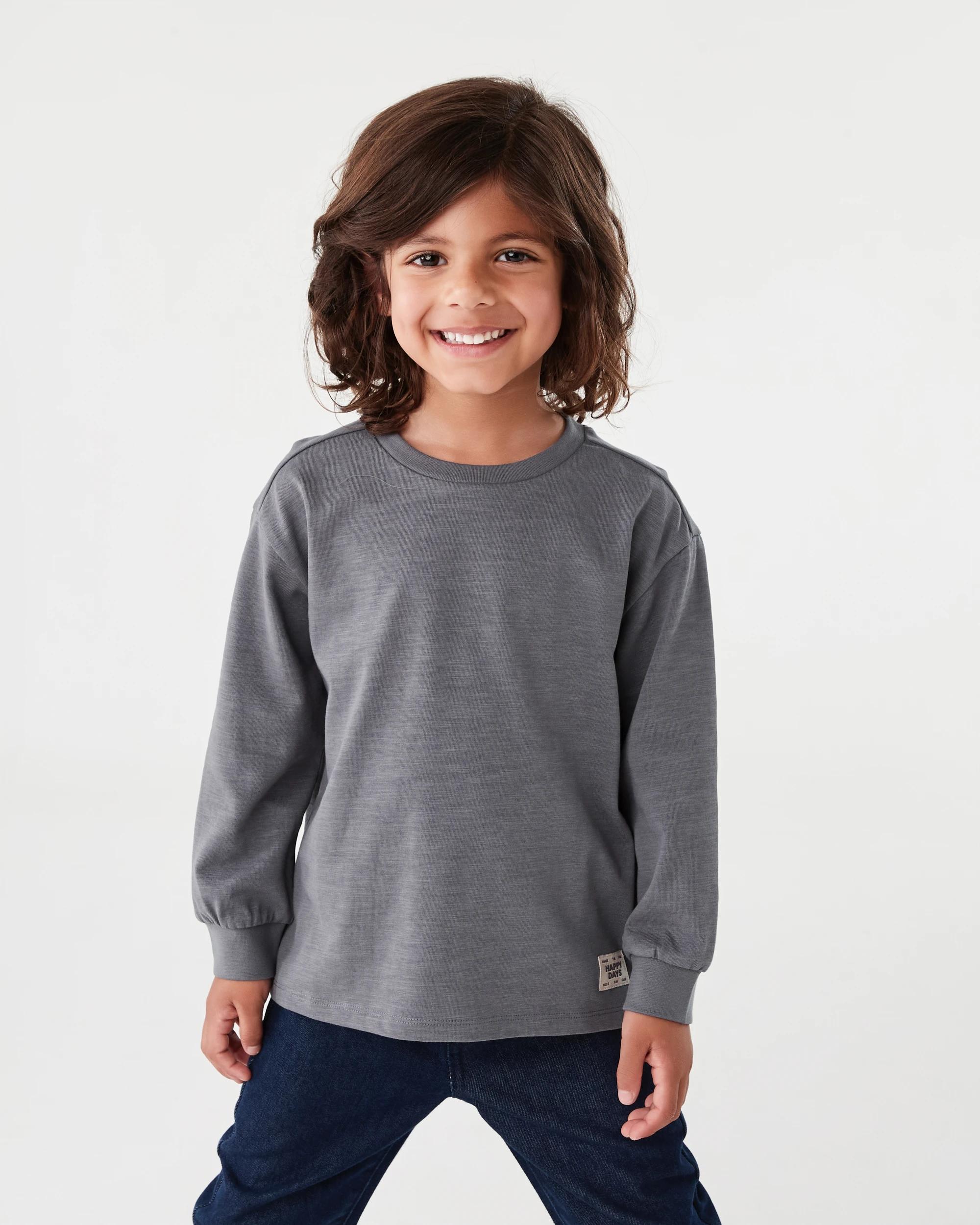 1 Long Sleeve Textured T-shirt Gry Castle, 1 of 6