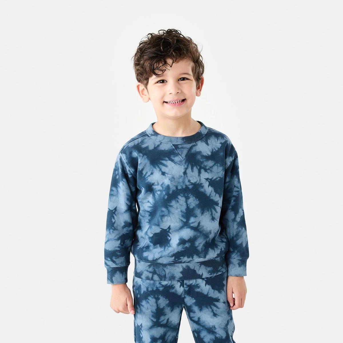 1 All Over Print Crew Neck Sweatshirt Blu Tiedye, 1 of 9
