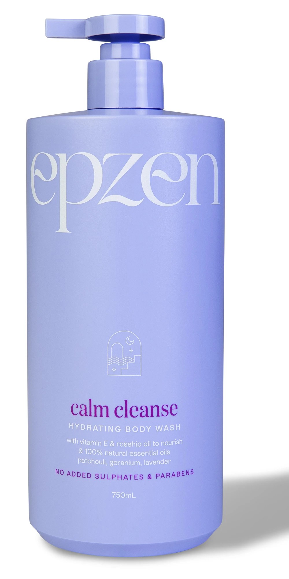 1 Epzen Calm Cleanse Hydrating Body Wash 750ml - Vitamin E, Rosehip Oil and Natural Essential Oils, 1 of 2