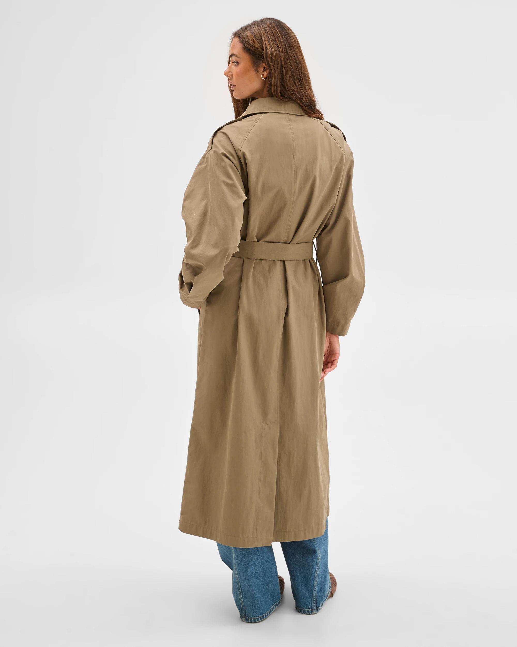 7 Lily Loves Australian Cotton Blend Statement Trench Coat KHAKI, 7 of 7