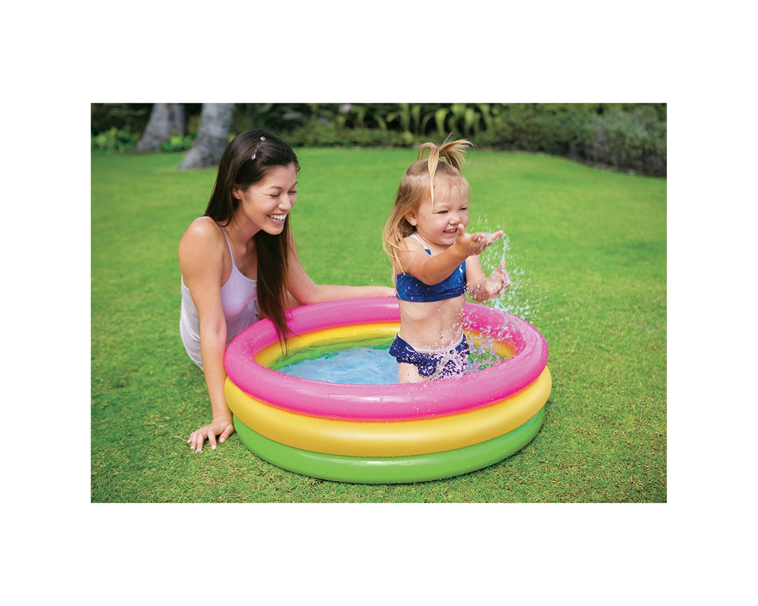 2 INTEX Sunset Glow 86x25cm Inflatable Baby Swimming Pool 1-3y With Soft Floor - Multi, 2 of 3