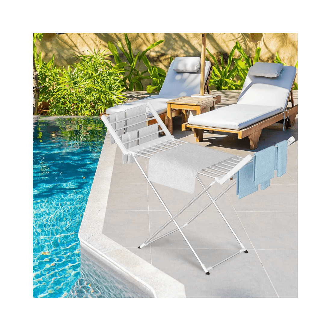 6 Advwin Electric Heated Towel Rack Foldable Drying Rack Standing Towel Rail Clothes Warmer, 6 of 8