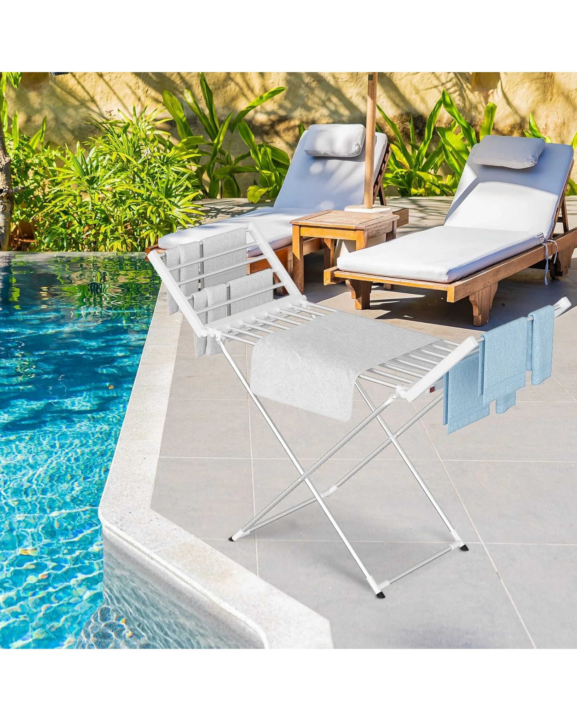 3 Advwin Electric Heated Towel Rack Foldable Standing Drying Rail Clothes Warmer, 3 of 5