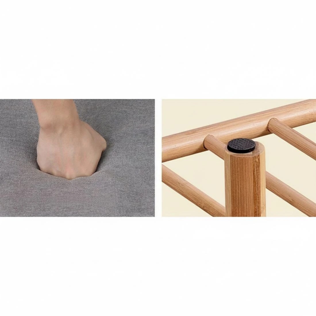 4 Artiss Shoe Rack Shoe Bench Fabric Seat 2 Pairs - Natural, 4 of 6