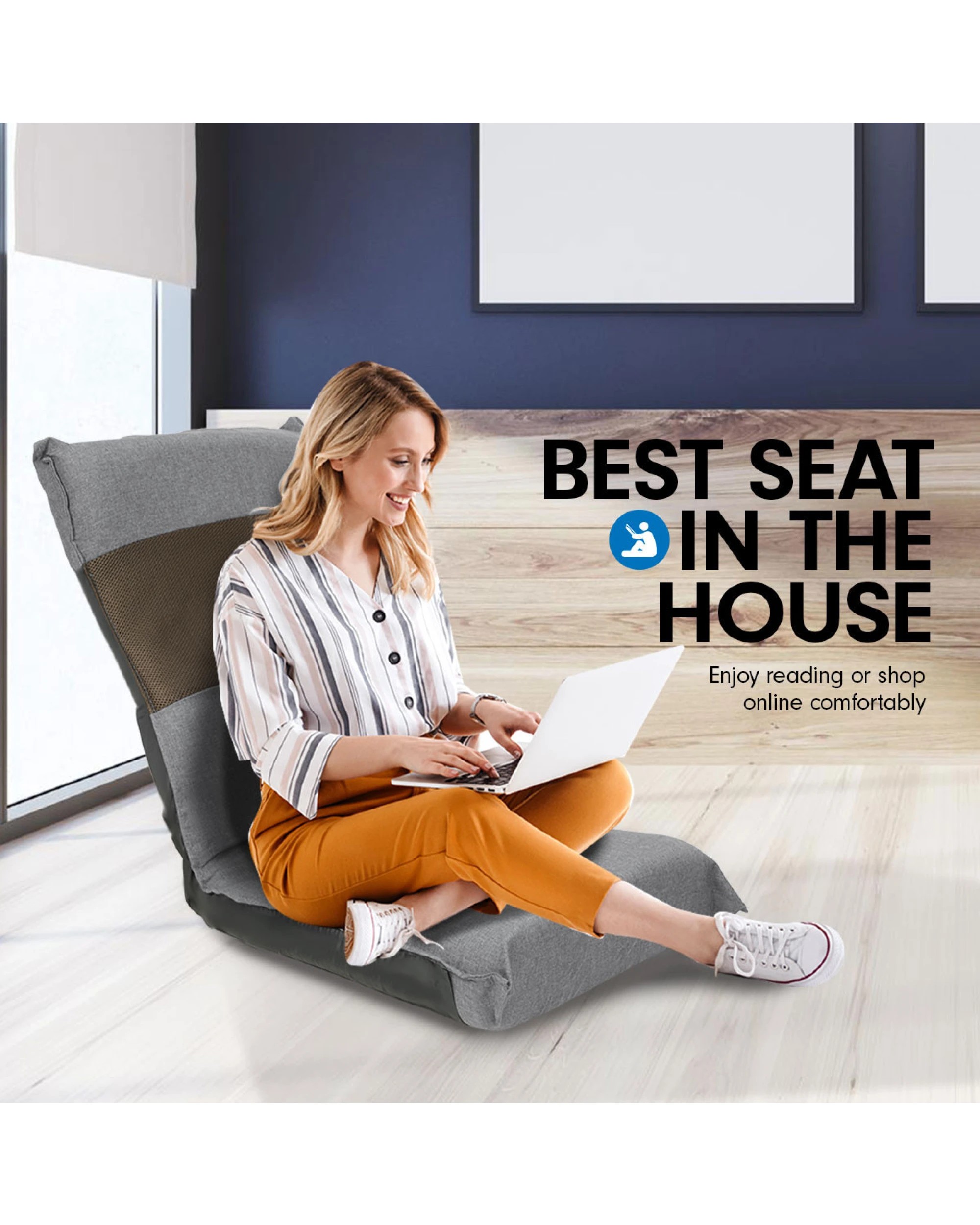 2 Adjustable Floor Lounge Chair 98 X 46 X 19cm - Light Grey, 2 of 6