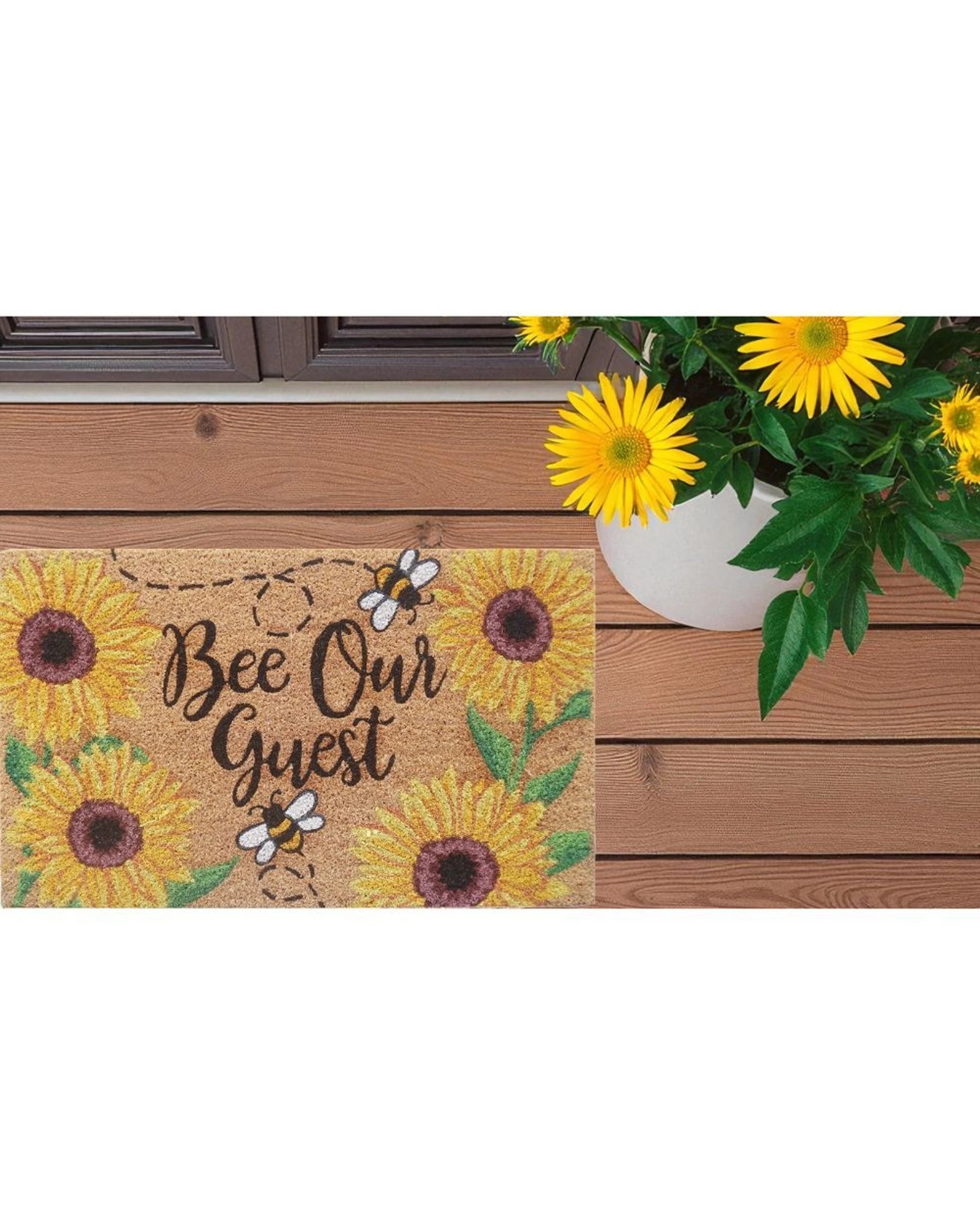 6 Solemate PVC Be Our Guest 45x75cm Outdoor Doormat PVC Backed Coconut Coir - Multi, 6 of 7